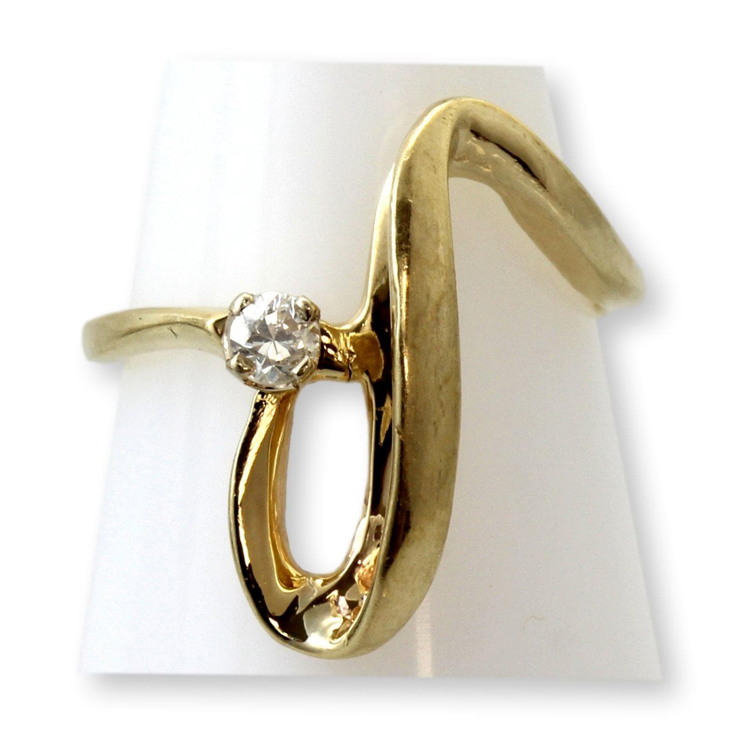 Vintage Japanese Modernist 10KP Gold Transitional Cut Diamond Ring | Estate Diamond Ring - Size 5.75