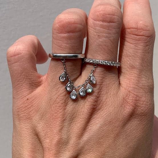 Sterling Silver Moissanite Two-Finger Ring | Double Ring | Sizes 5.5 & 8