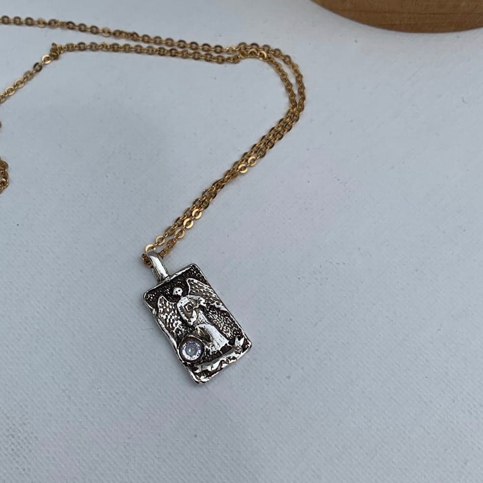 The Hermit | Handmade .999 Fine Silver Tarot-Inspired Pendant | CZ Accent