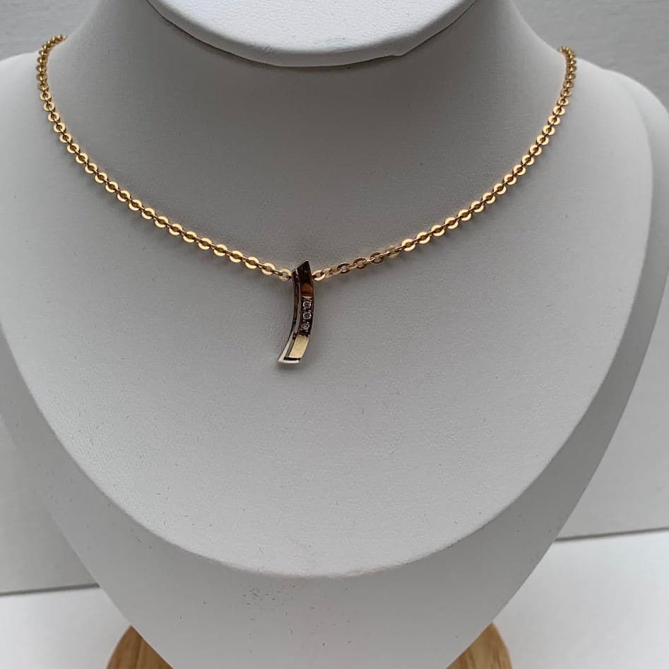 Vintage Solid 8k Gold Curved Pendant | Minimalist Bar Pendant | 333 European Gold