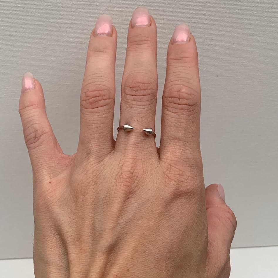 Sterling Silver Spike Open Ring | Minimalist Adjustable Ring