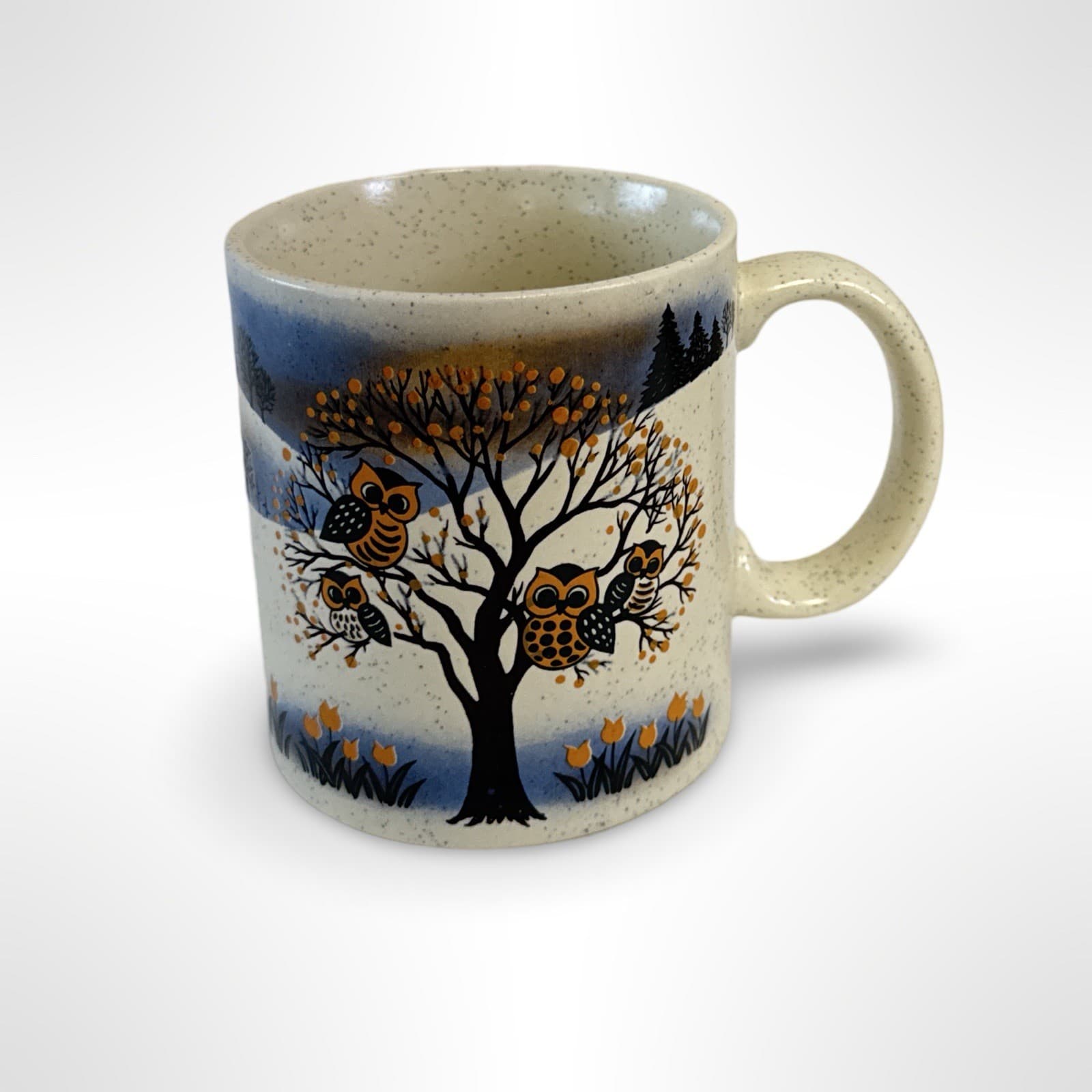 Vintage Stoneware Otagiri Owl Speckled Mug Cup 10oz EUC Made In Japan