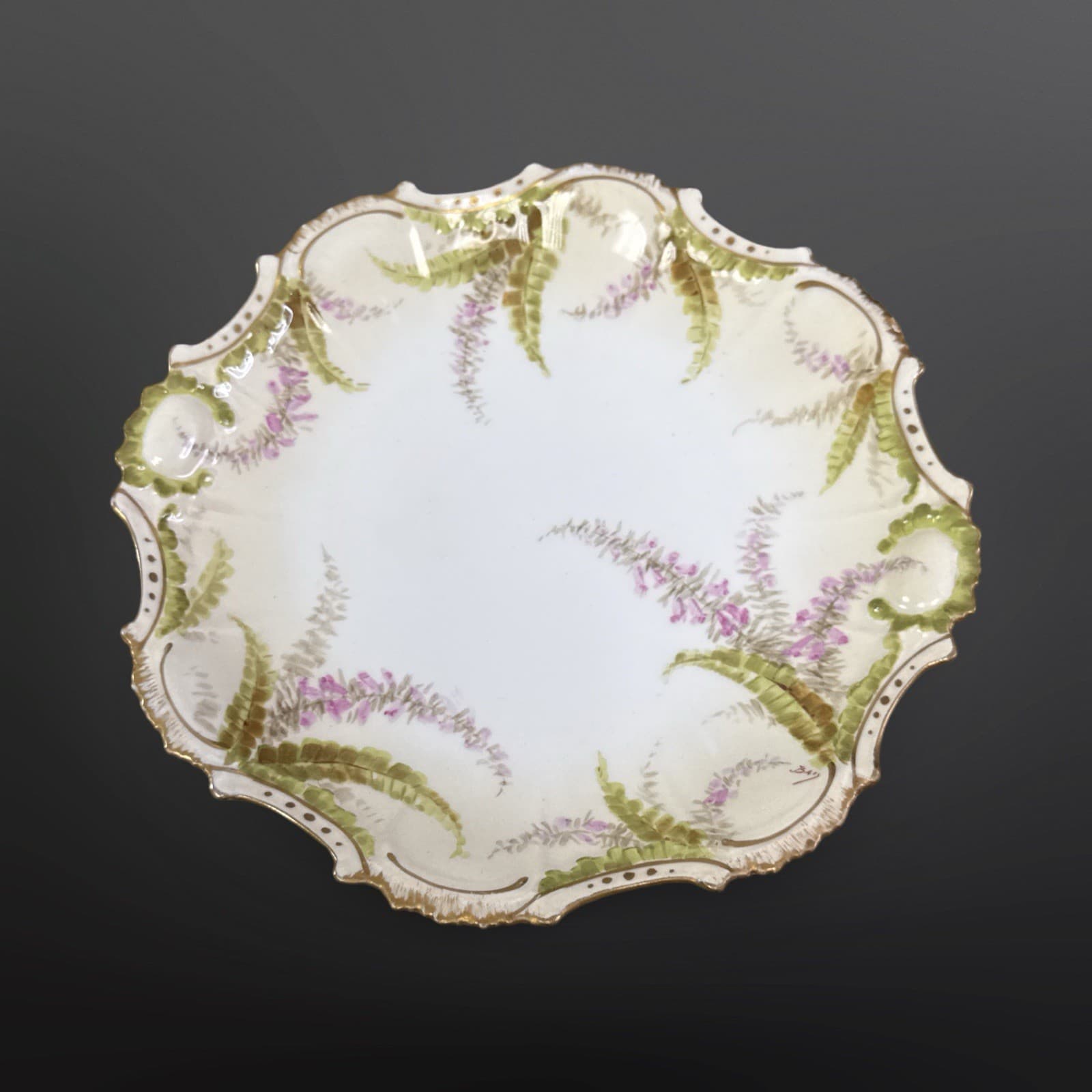 Antique LDBC Flambeau Limoges France Hand Painted Florals Plate Signed Bay
