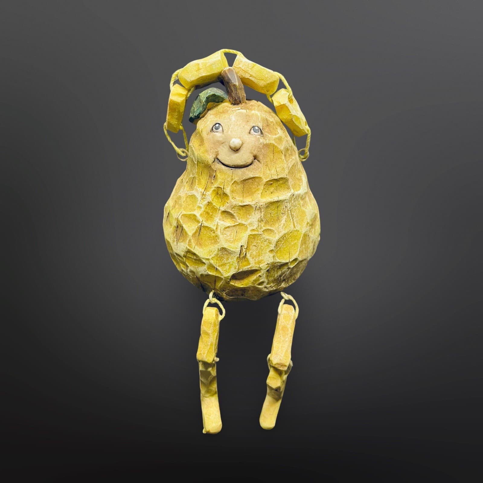 VTG ANTHROPOMORPHIC SHELF SITTER PEAR FIGURINE FRUIT DANGLING ARMS/LEGS