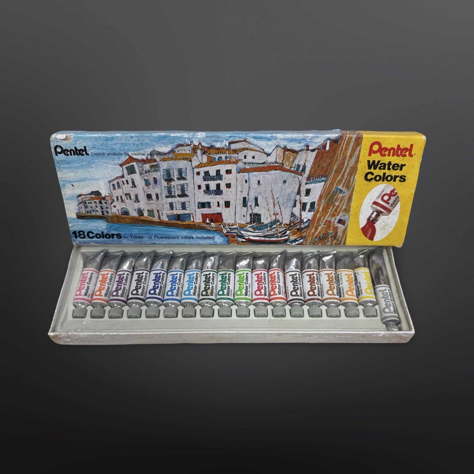 Vintage Pentel Water Colors 18 Tubes Artist Paint Sealed New Old Stock
