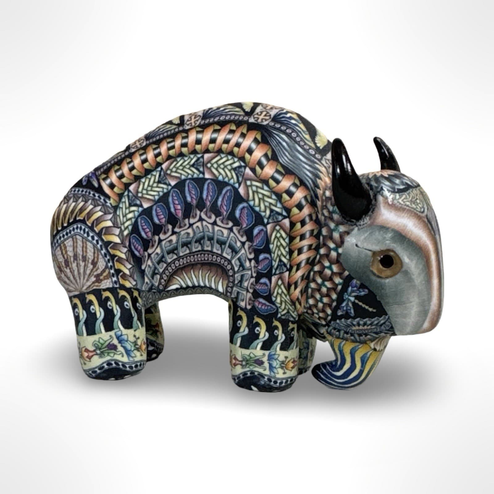 Jon Stuart Anderson Hand Made Polymer Clay 3" Bison, Face Cane Signed 2007