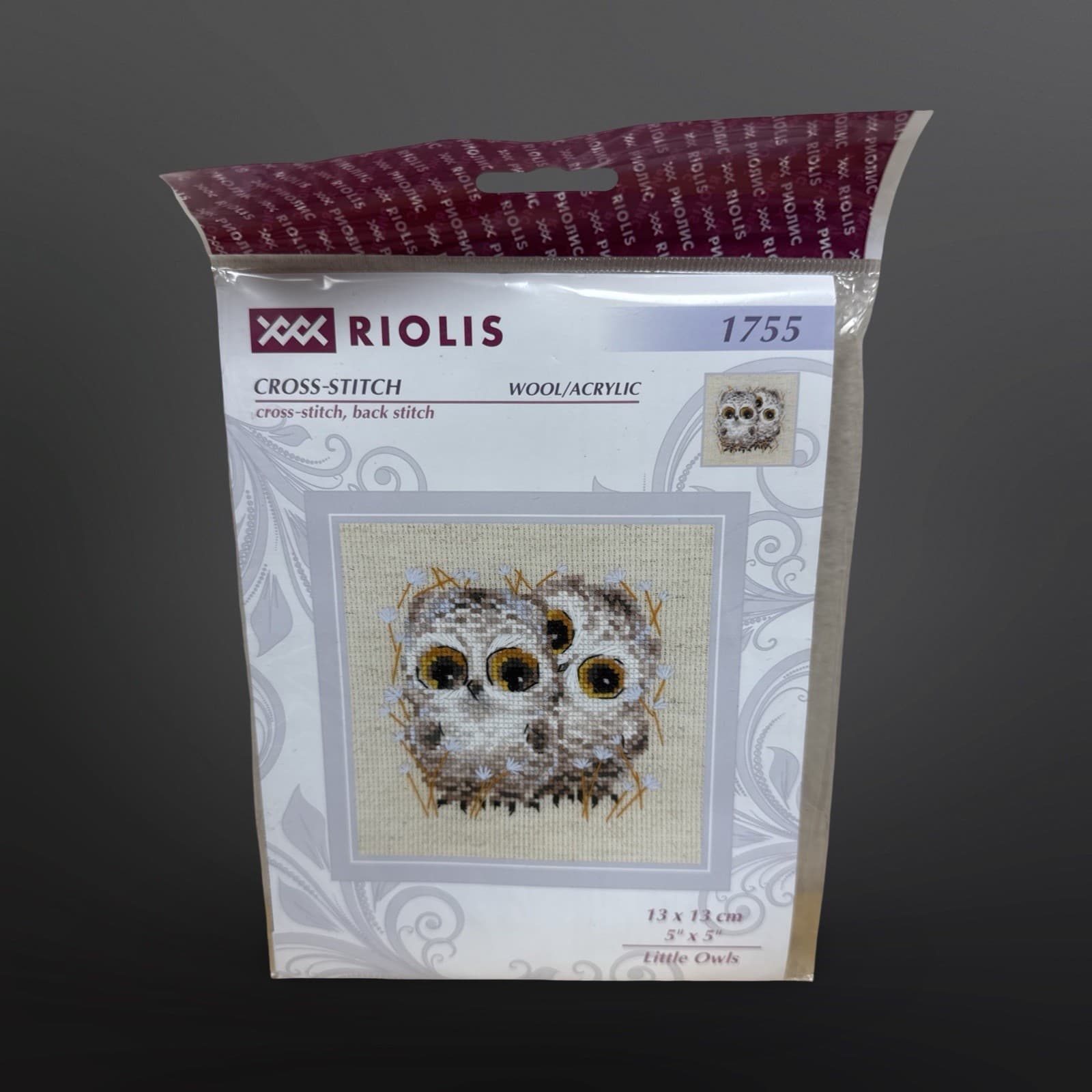 New Riolis Mini Counted Cross-Stitch Kit “Little Owls” 1755