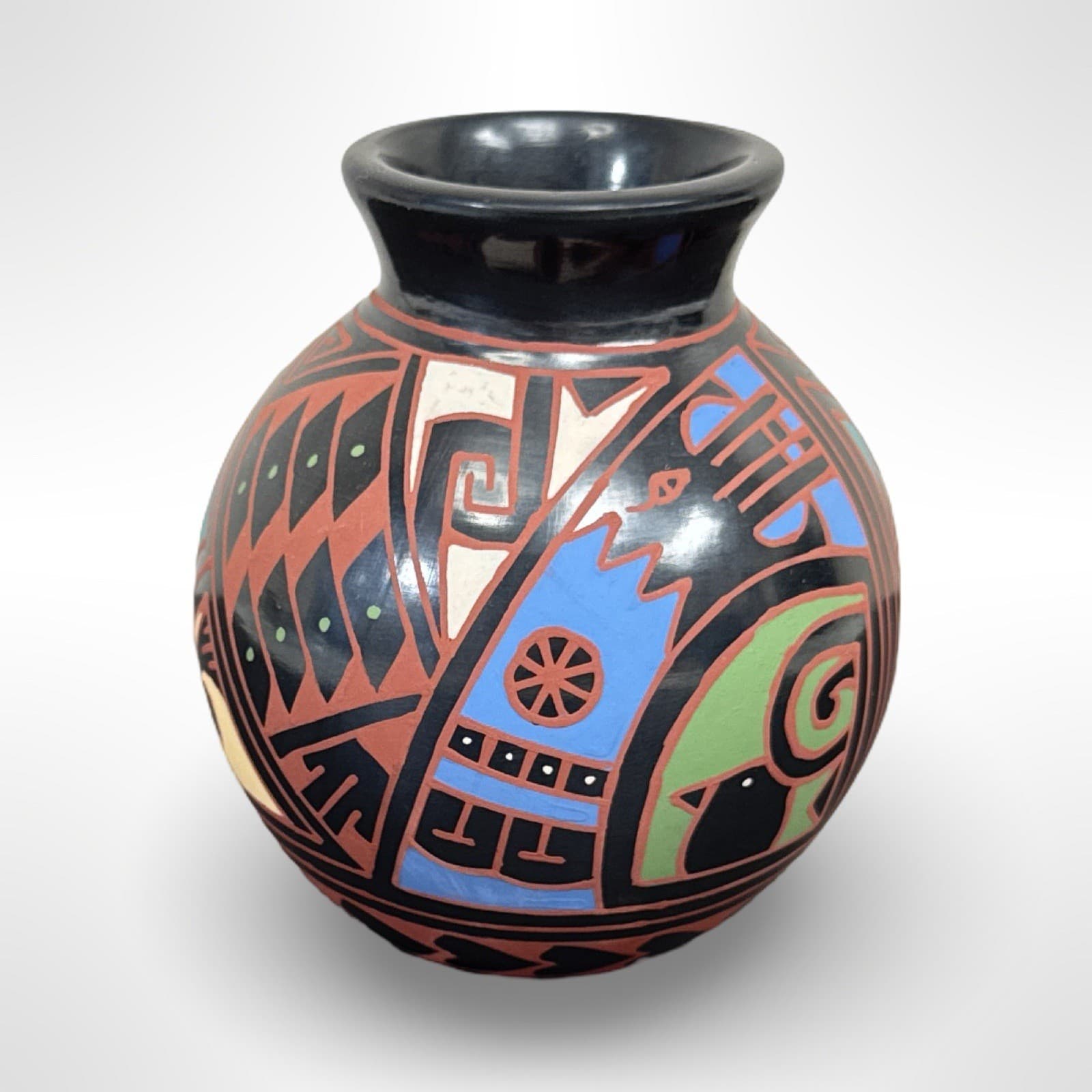 Mata Ortiz Polychrome Mexican Pottery Olla Jar Hand Coiled Signed RRR