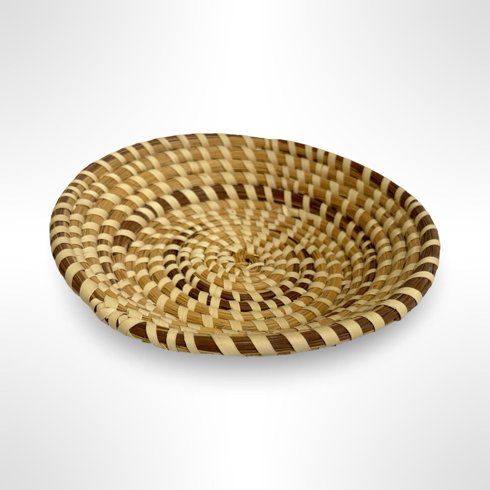 Handmade South Carolina Sweetgrass & Pine Needles Gullah Basket Bowl 9” Round