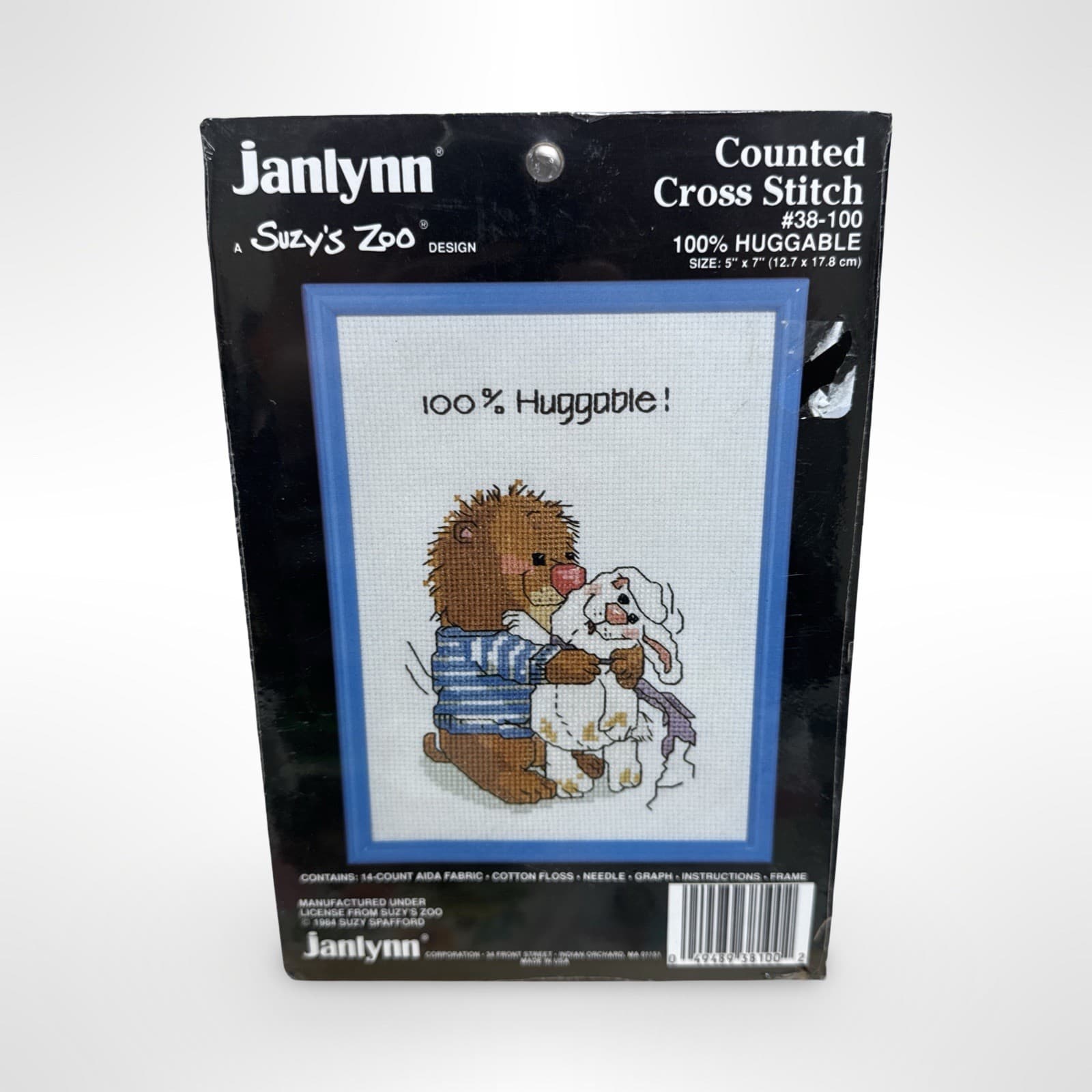 Janlynn Suzy's Zoo 100% Huggable Counted Cross Stitch Kit w/ Frame Vintage 1984