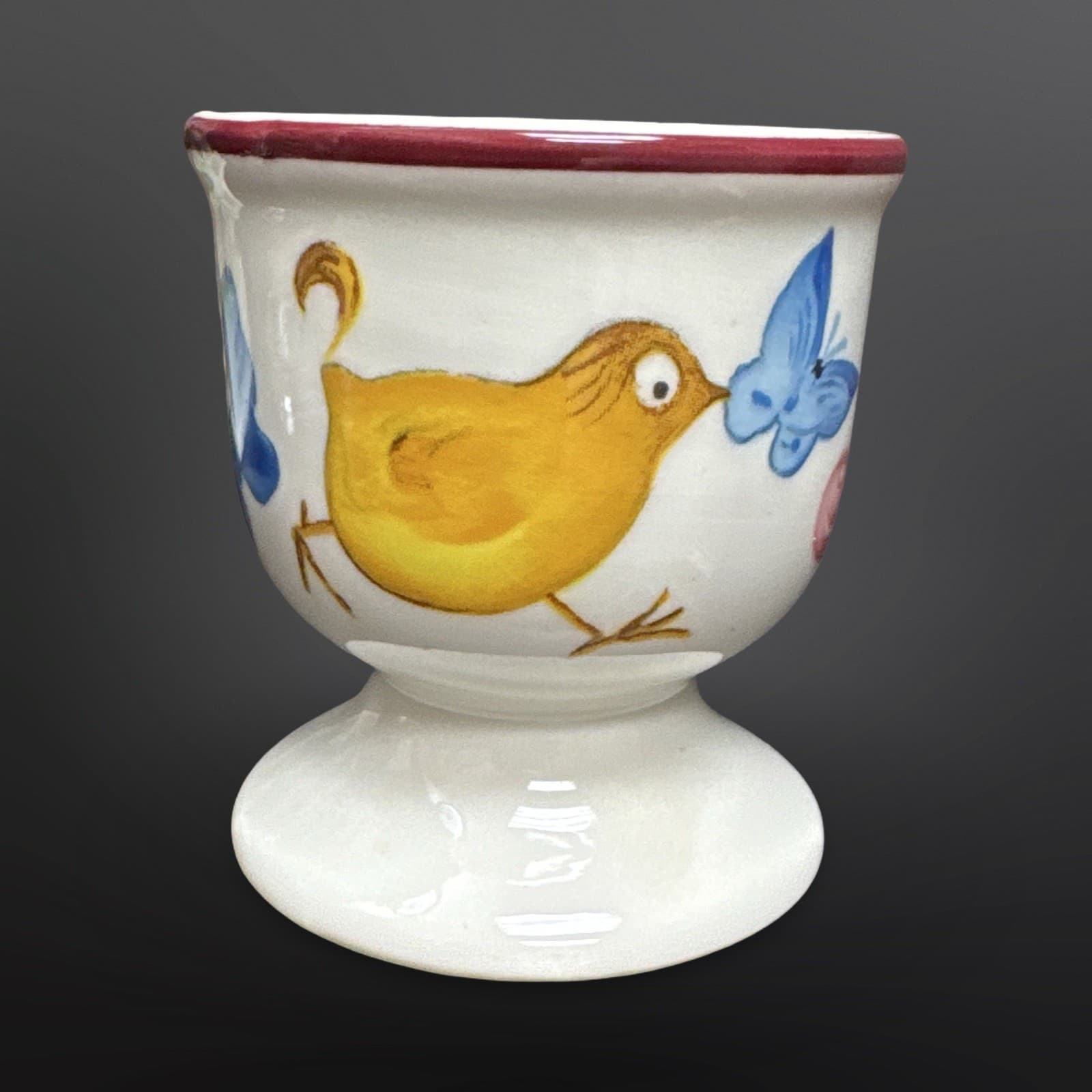 Vintage Villeroy & Boch Luxembourg Porcelain Egg Cup Chick Goose Butterfly Frog