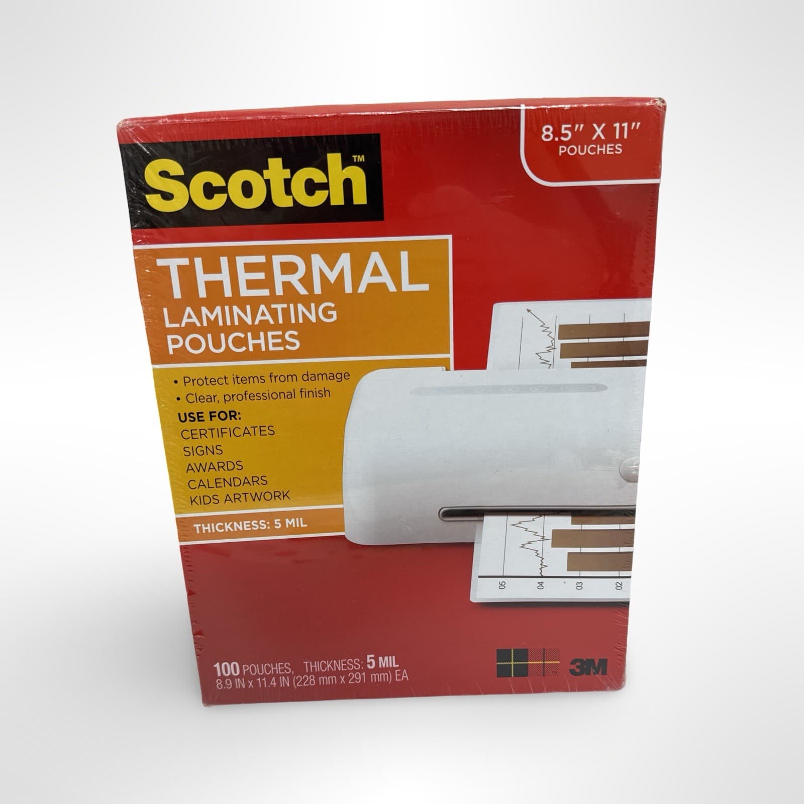 Sealed 3M Letter Size Thermal Laminating Pouches, 5 Mil, 8 1/2 X 11 100 Pouch