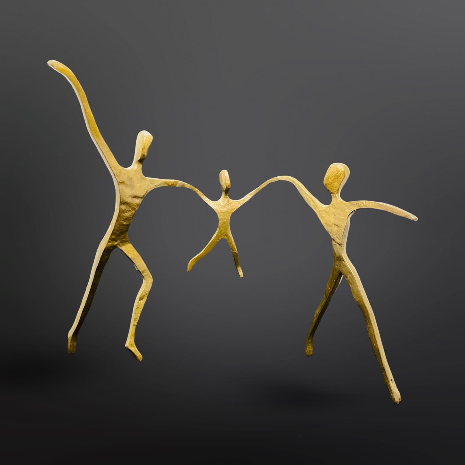 Bronze Patina Steel Metal Family Sculpture Father, Mother and Child