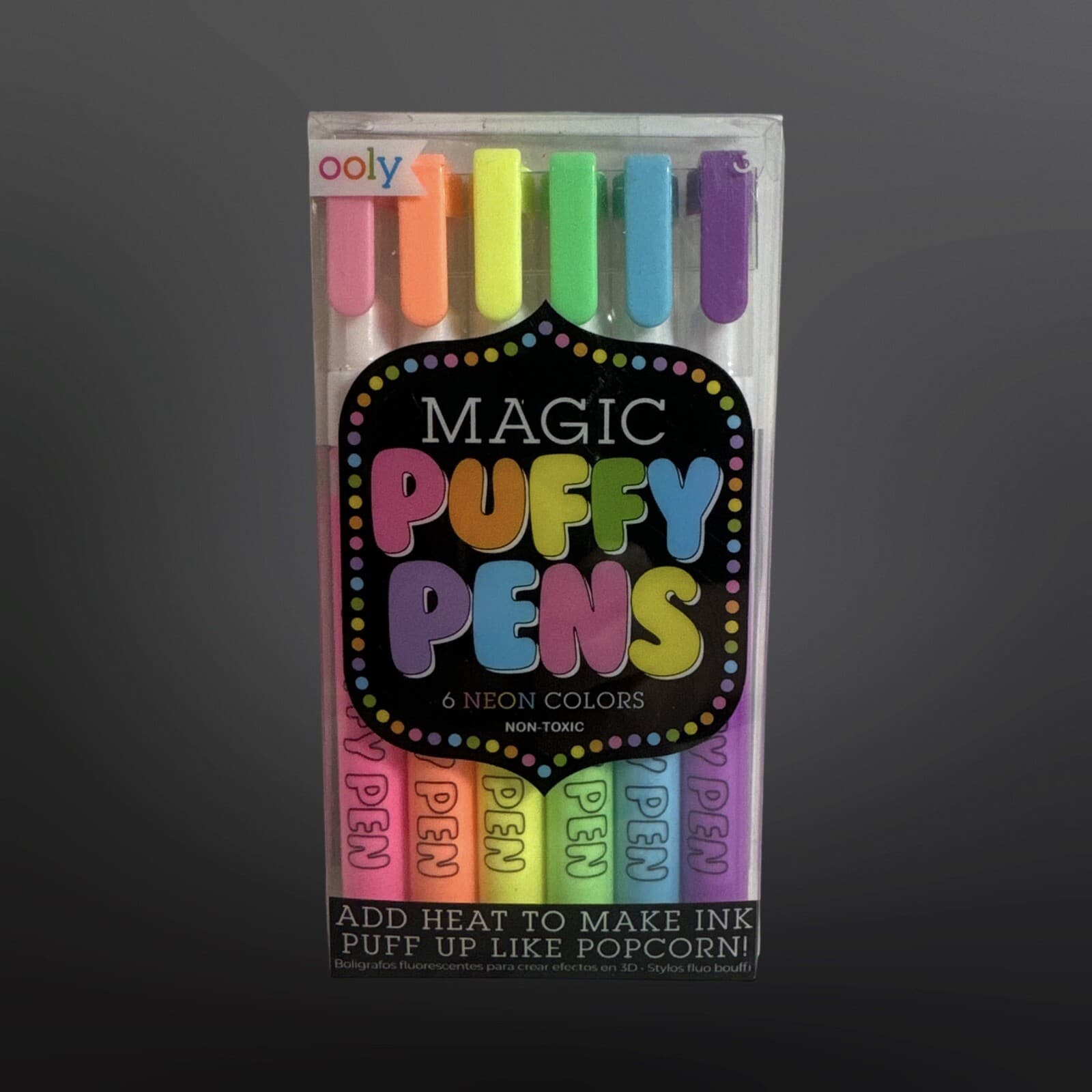 Magic Puffy Pens 3D Art Ink Puff 6 Pack Assorted Colors Neon Drawing Art Set NEW
