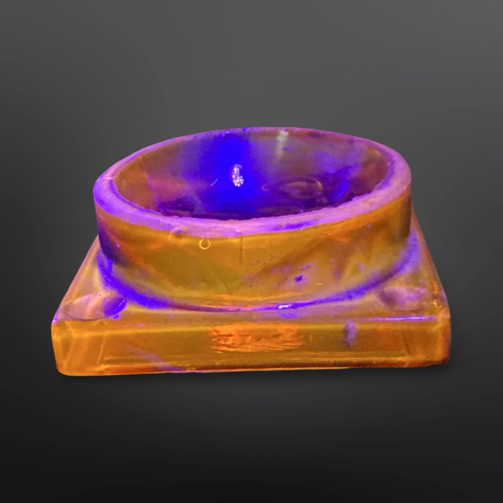 Vintage Amberina Cadmium Glass Young Dental Co Dentist Tool UV Glows- Rare