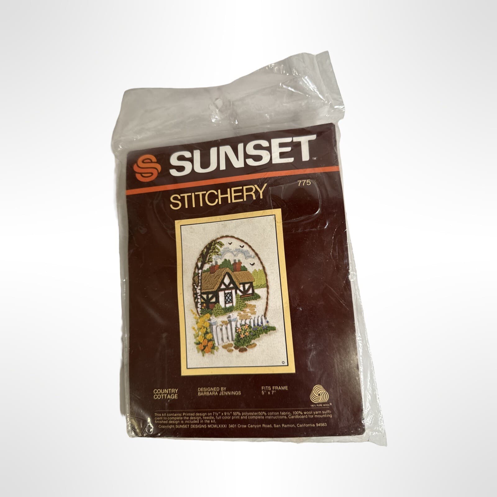 Sunset Stitchery Country Cottage Barbara Jennings Vintage Kit 5” x 7” Wool Yarn