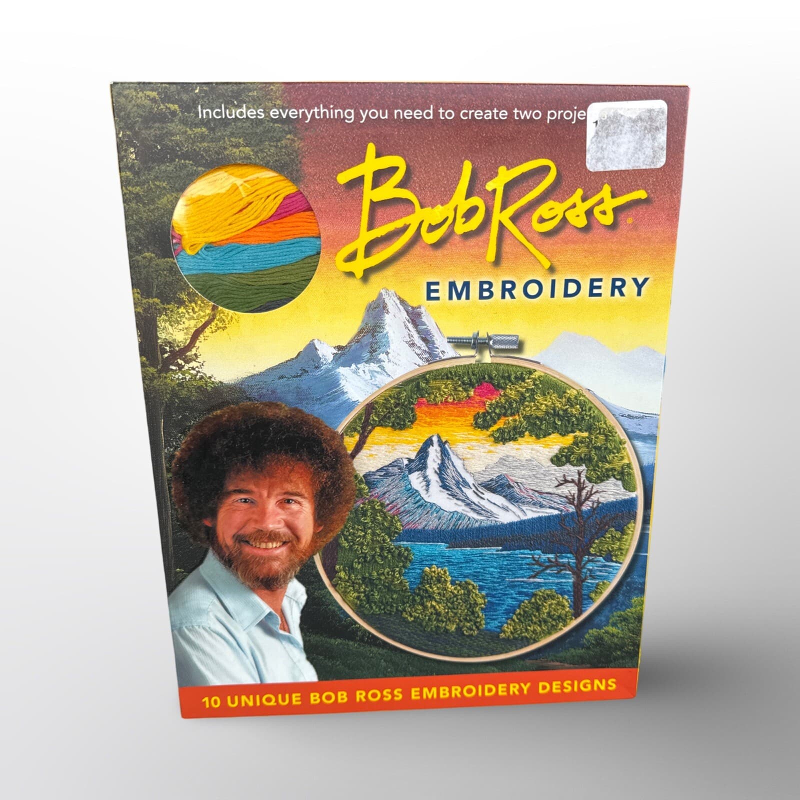 NEW Bob Ross Embroidery Set In Box With Book, Threads ,Patterns, Hoop