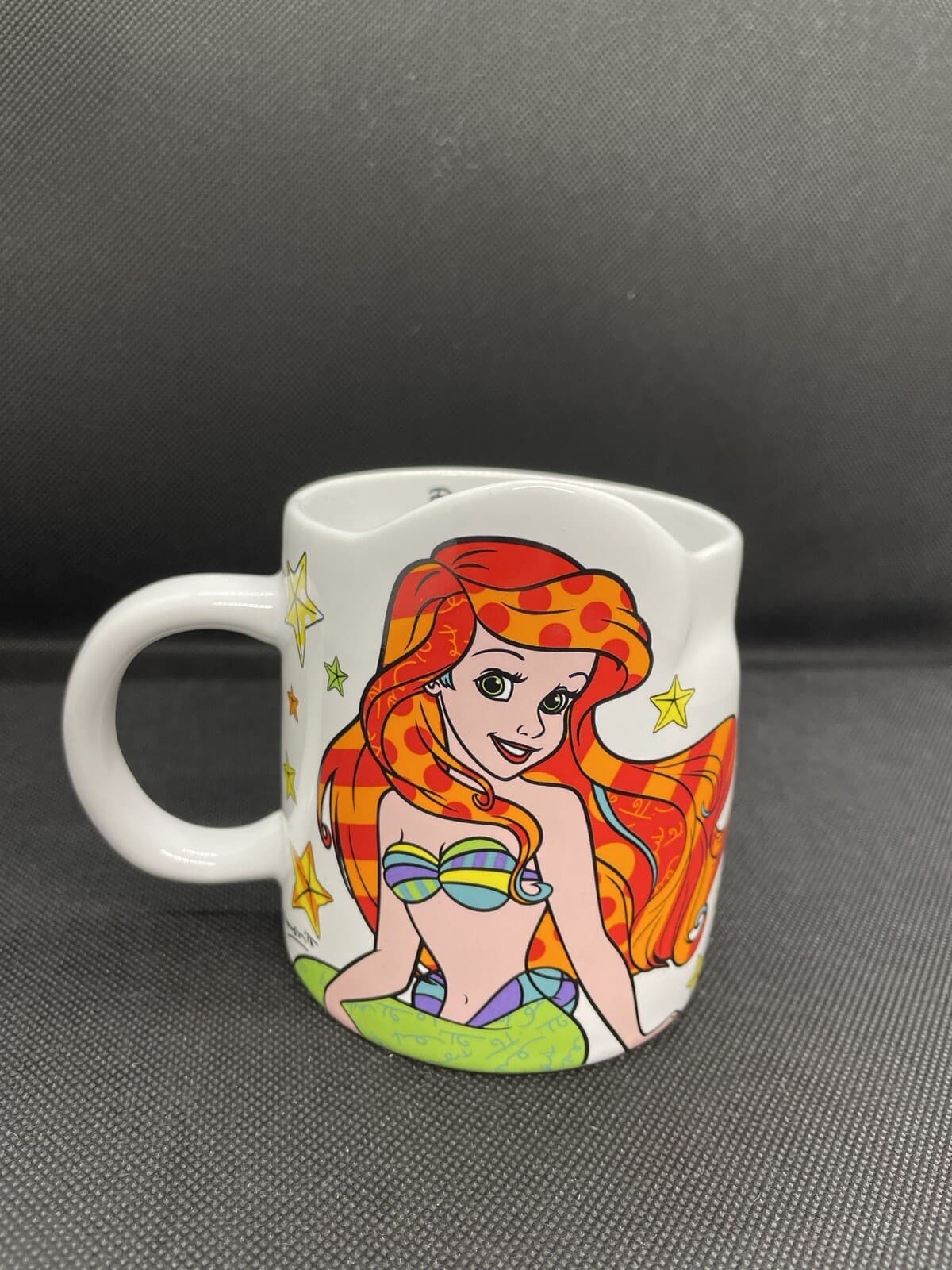 Disney Romero Britto Little Mermaid Mug Ariel Flounder Pop Art Disneyana