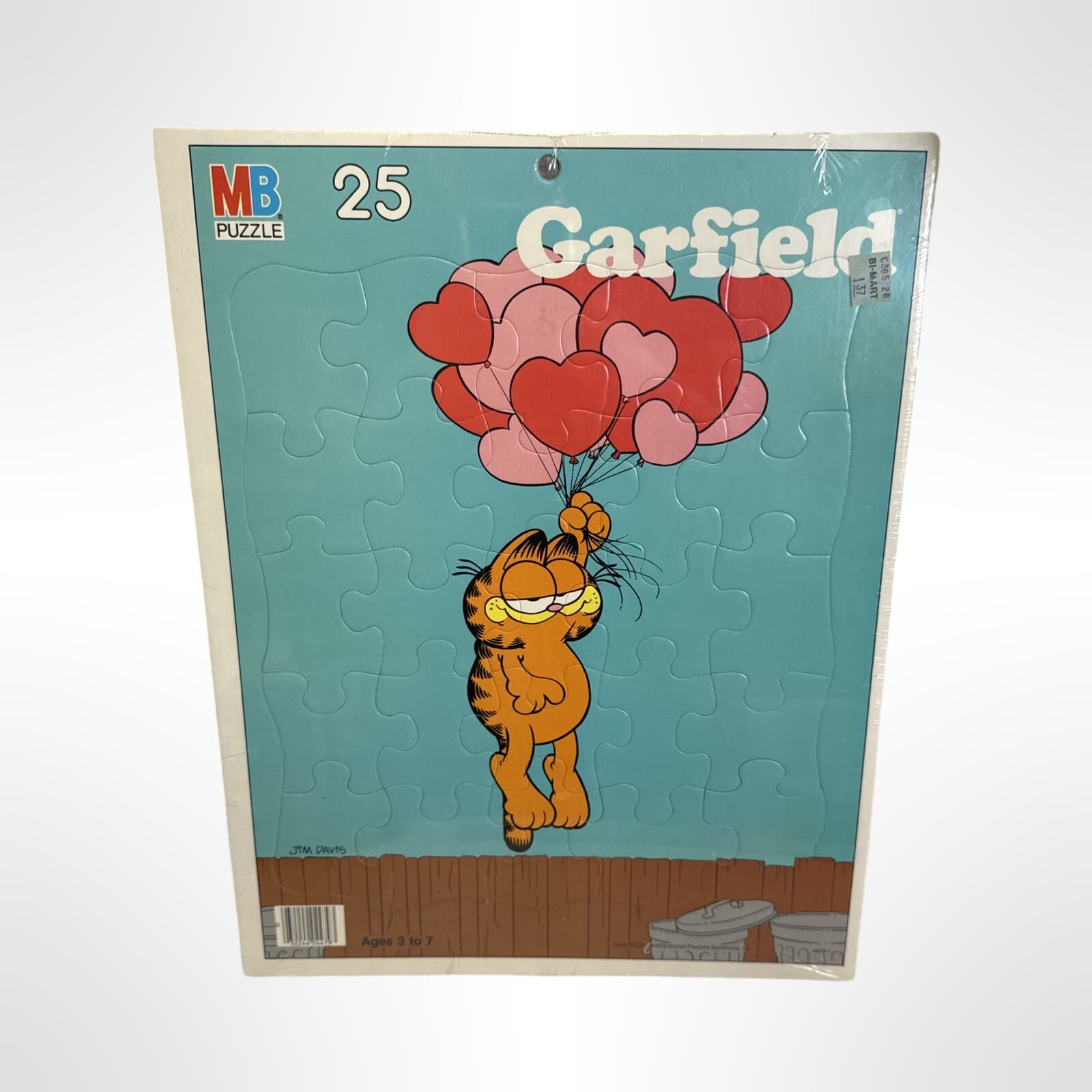 Vintage 1978 Garfield Milton Bradley Tray Puzzle 25 PC Valentines Balloons NOS