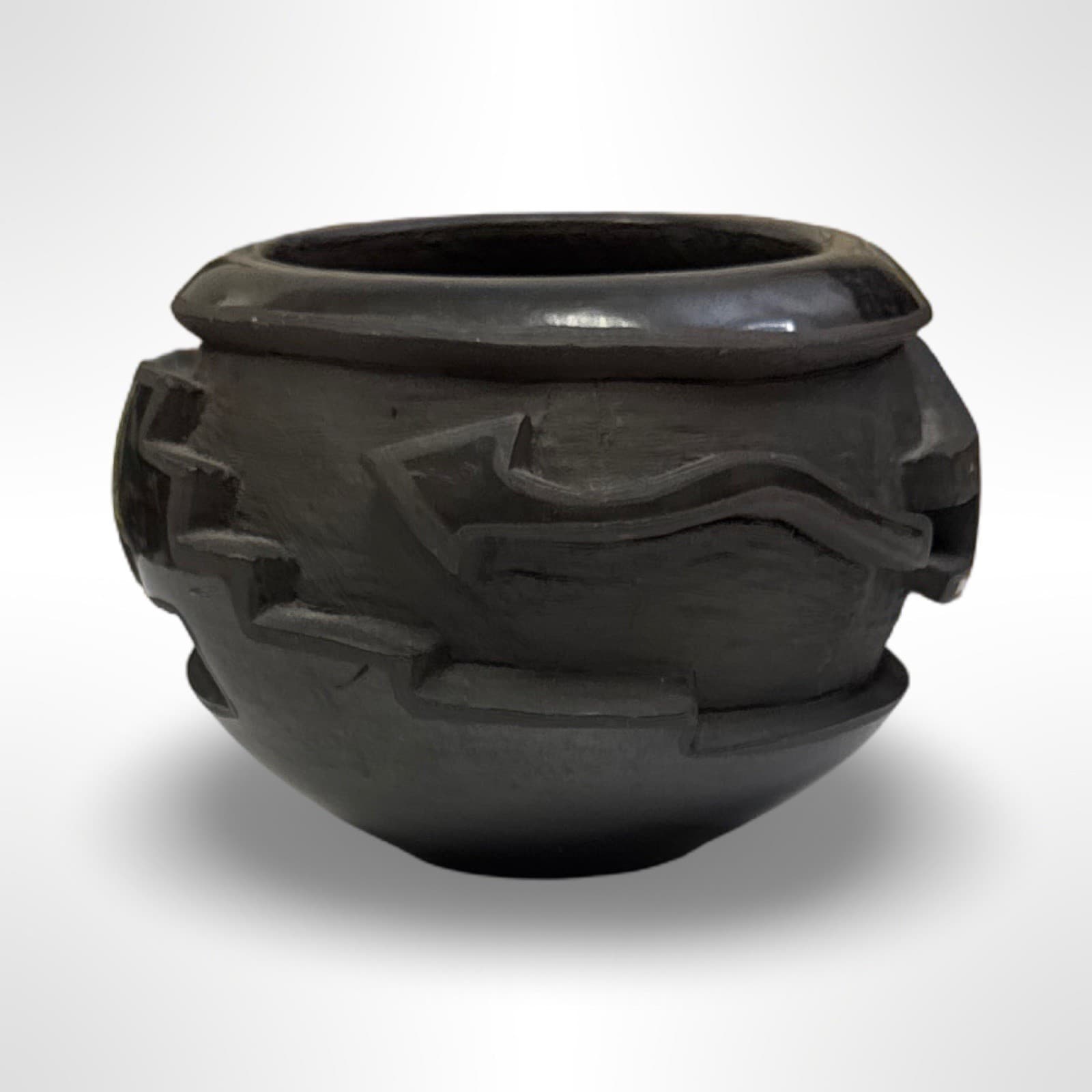 Inez Tapia Native American Small Blackware Pot Santa Clara Pottery - 3”