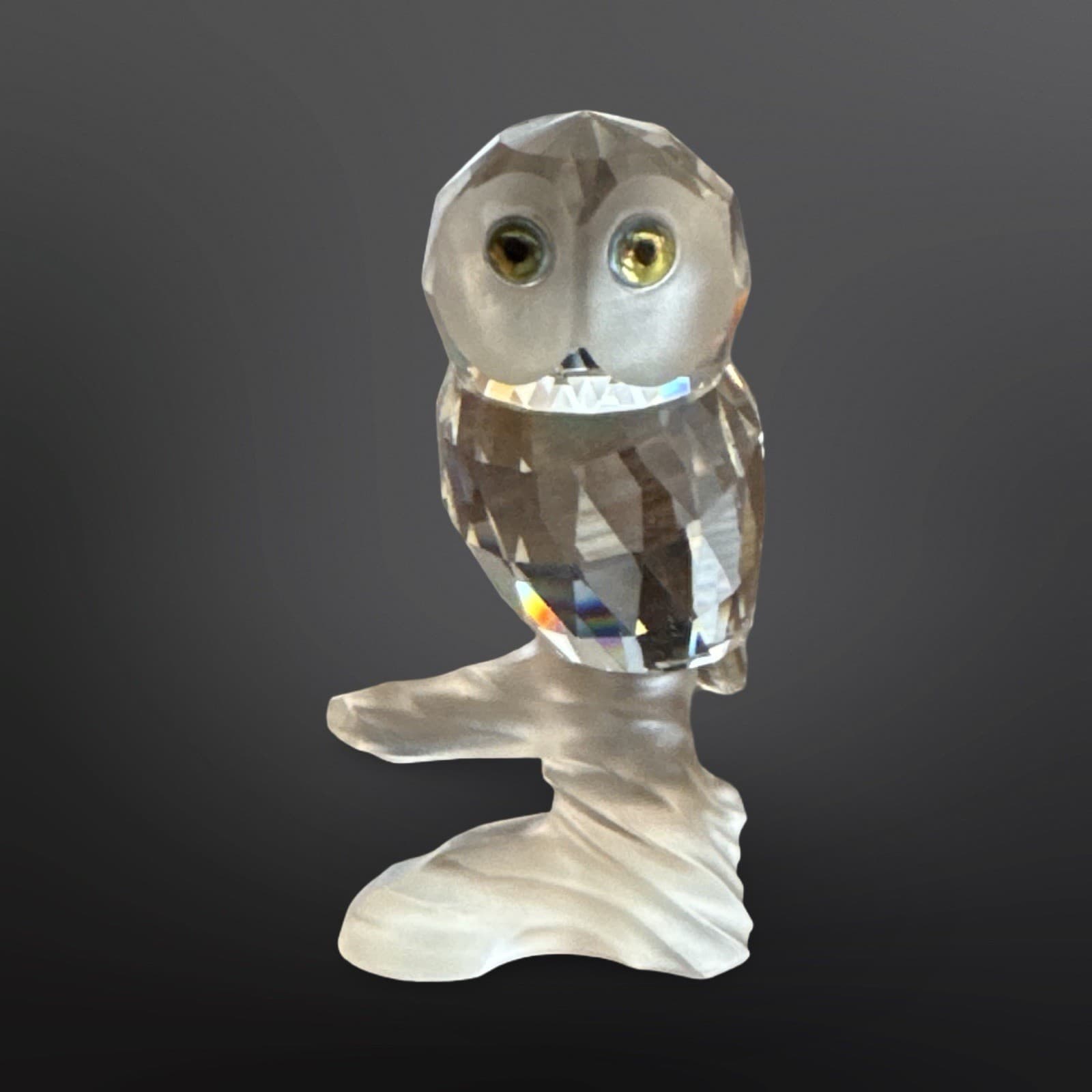 Swarovski Crystal Figurine Owl on Frosted Branch 119442 “Up In The Trees”