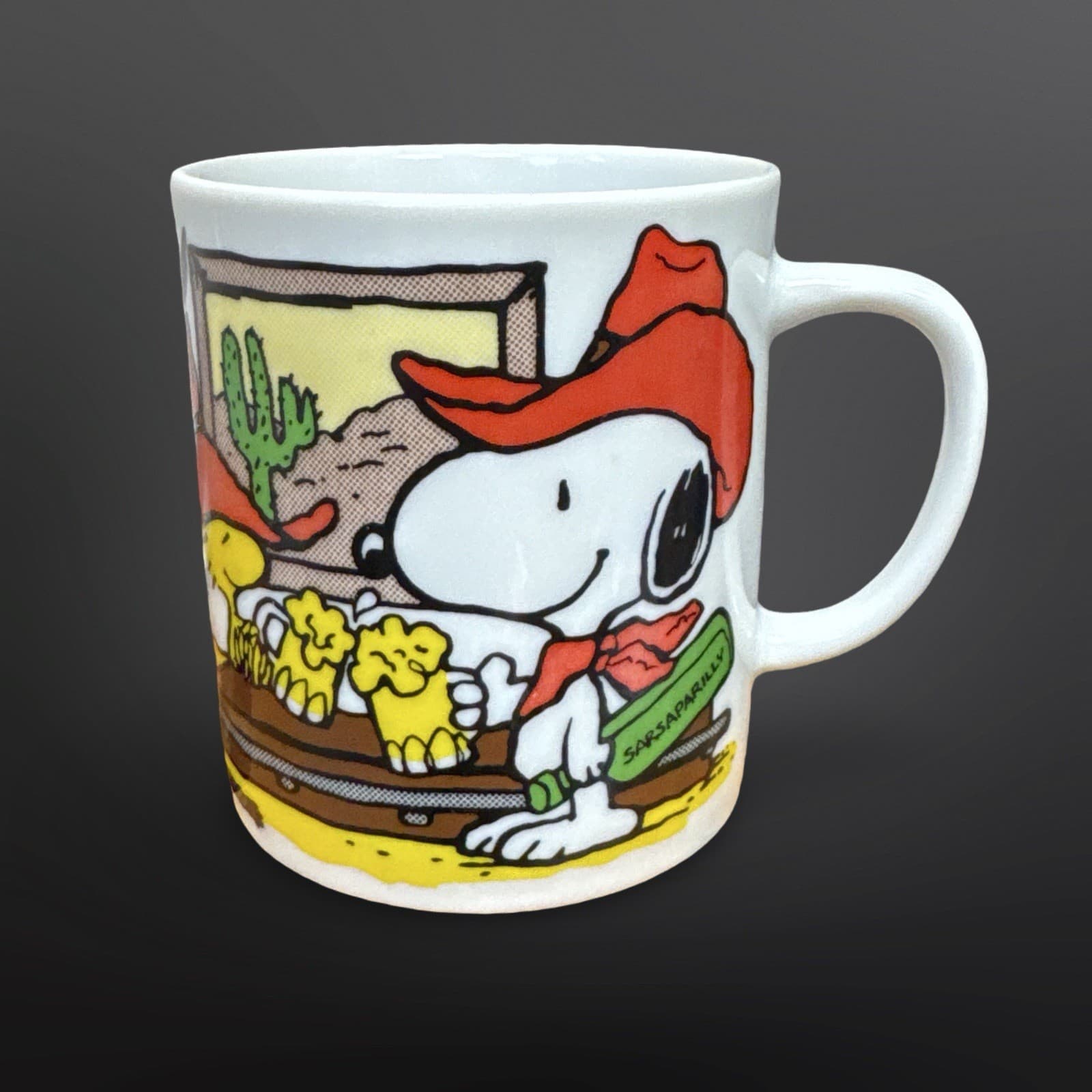 Vintage Peanuts Cowboy Snoopy Woodstock Coffee Cup Mug Pardners 1965 Western