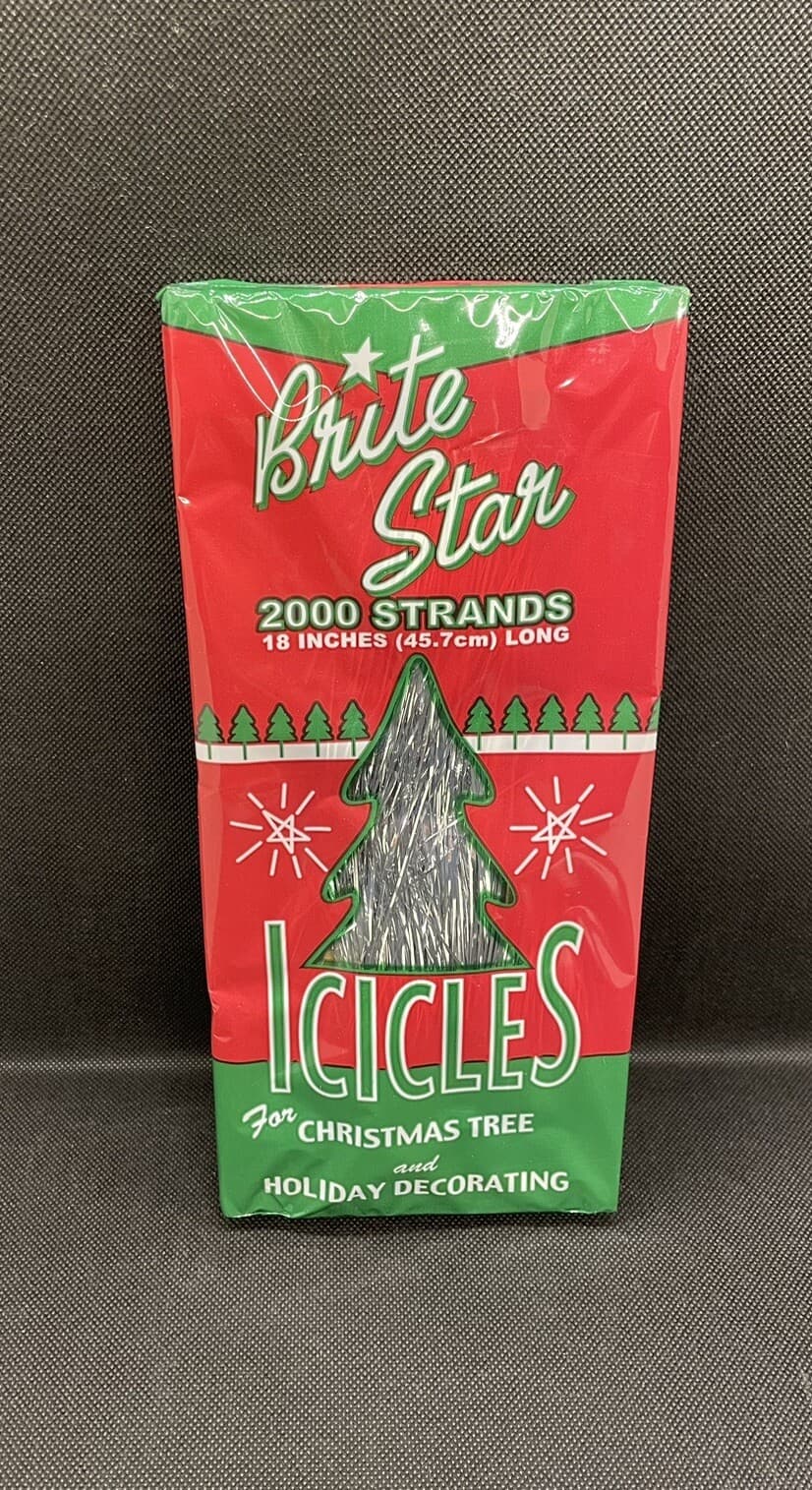 Vintage Brite Star Tinsel Christmas Tree Silver Icicles NOS 18” Long 2000/Box