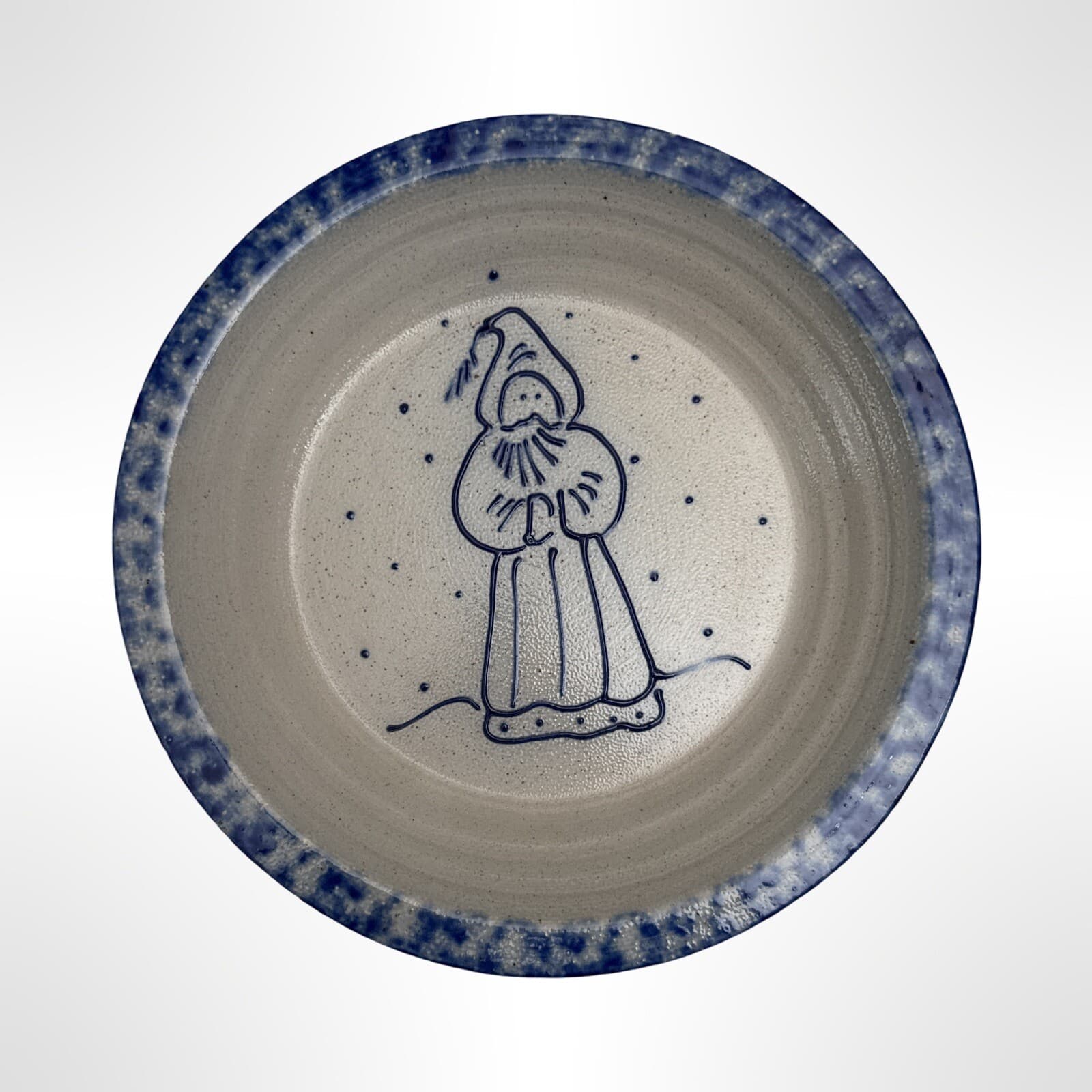 Vintage 1990 Eldreth Salt Glazed Pottery Santa Claus Pie Plate Signed & Dated 8”