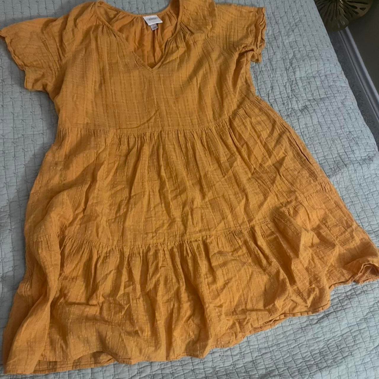 Yellow babydoll dress with ruffle sleeves. Size: L #yellow #babydoll #summerdress #feminine #KnoxRose