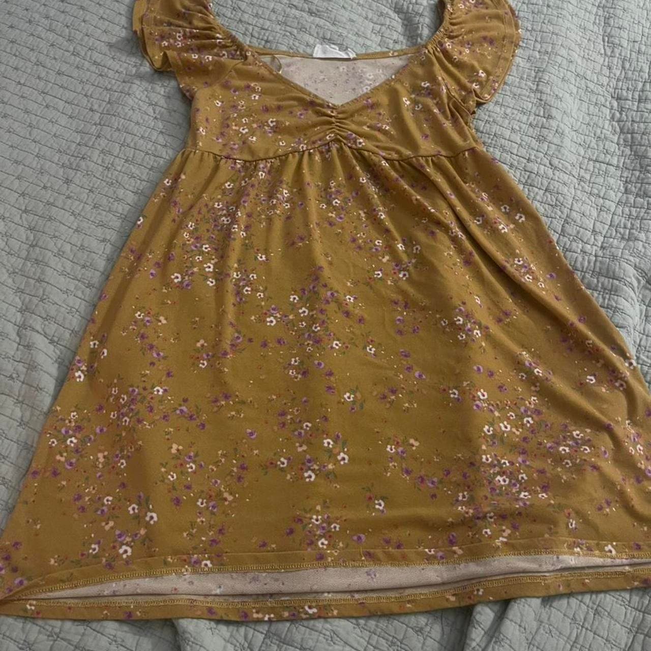 Pink Rose Yellow Floral Sequin Dress Size L