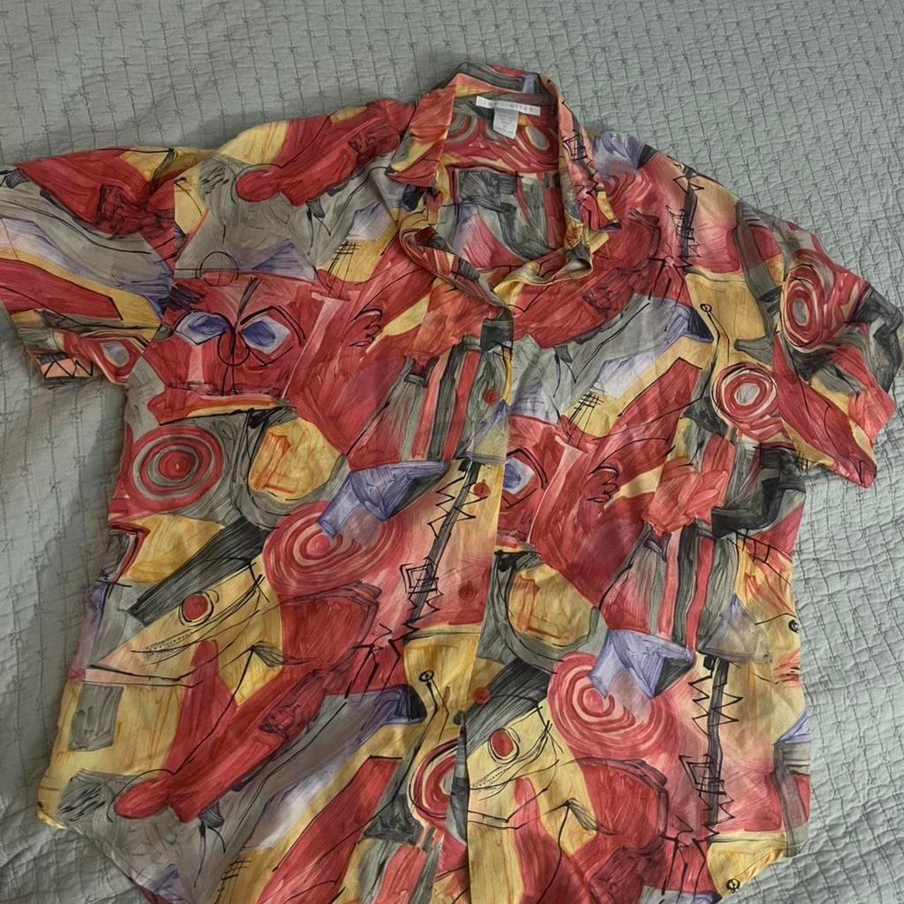 The Limited Silk Abstract Blouse, Multicolor, Size M