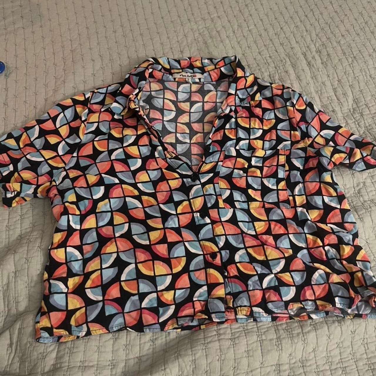 Miss Selfridge XL Multicolor Abstract Button-Up Blouse