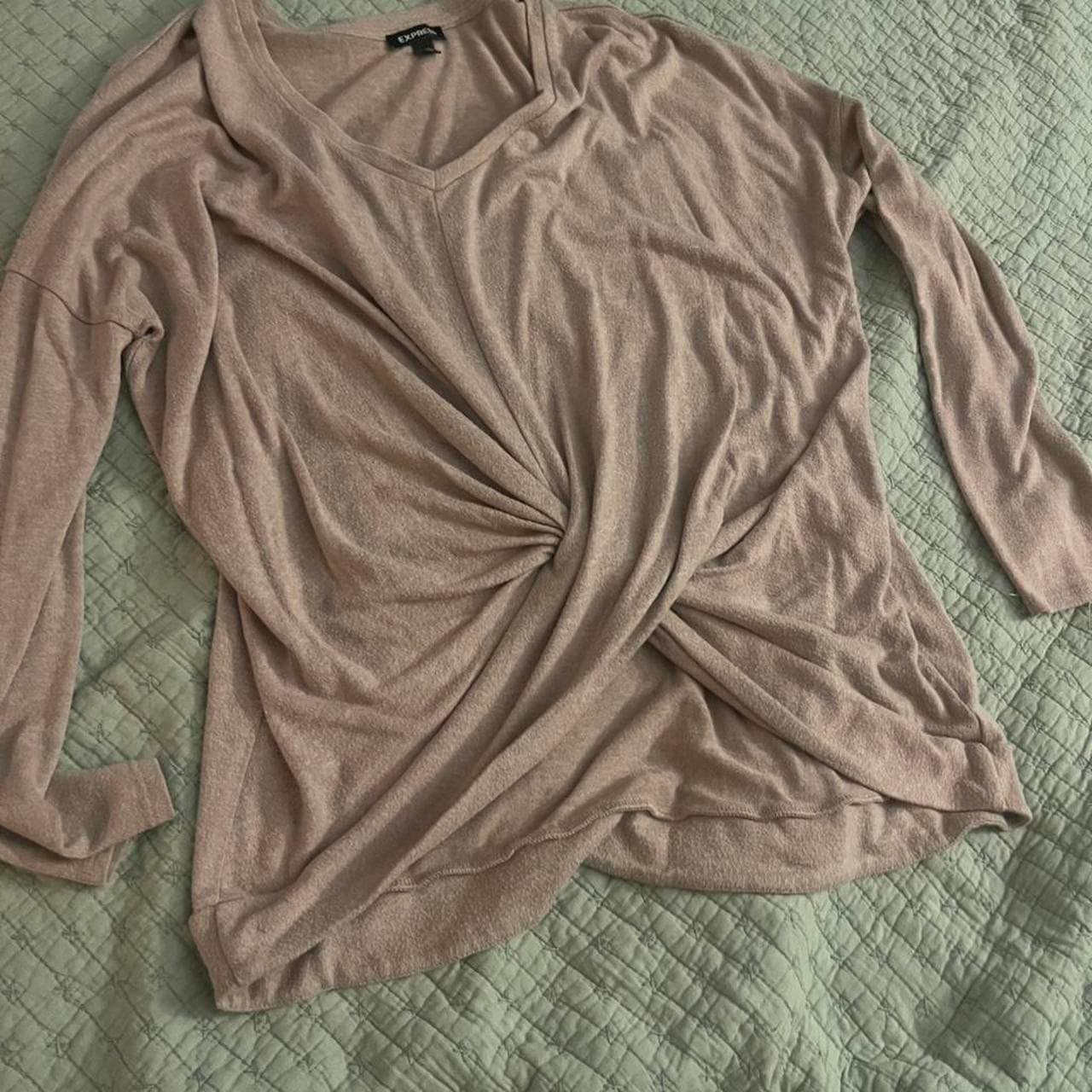 Express Tan Twist Detail Long Sleeve Top Large