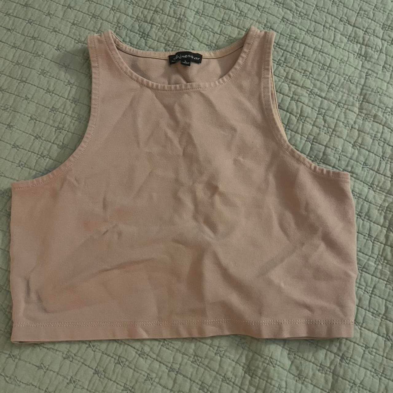 Shinestar Pink Cotton Crop Tank Top Size L