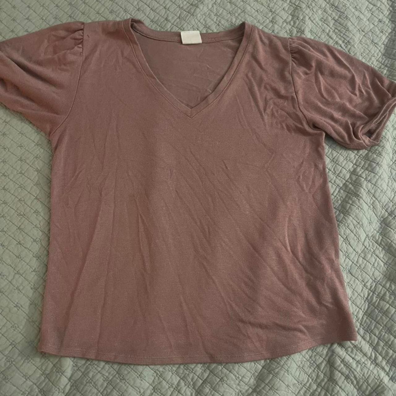 Mod Ref Pink V-Neck Cotton Top Size L