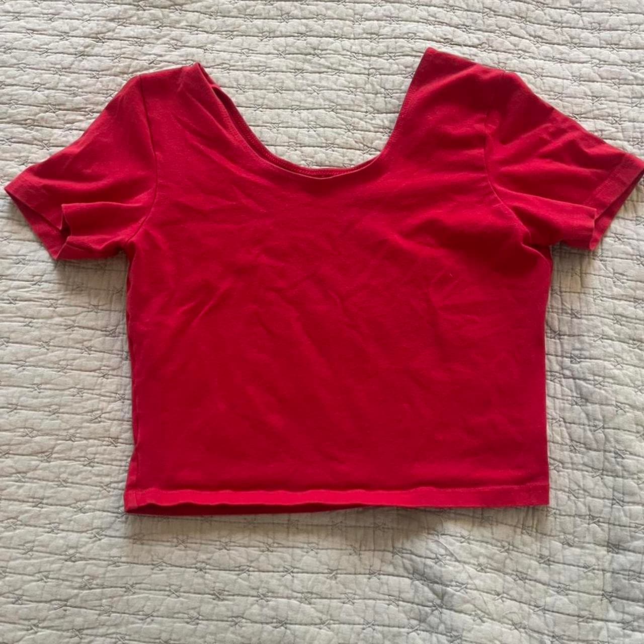 Red Cropped Top with Square Neckline