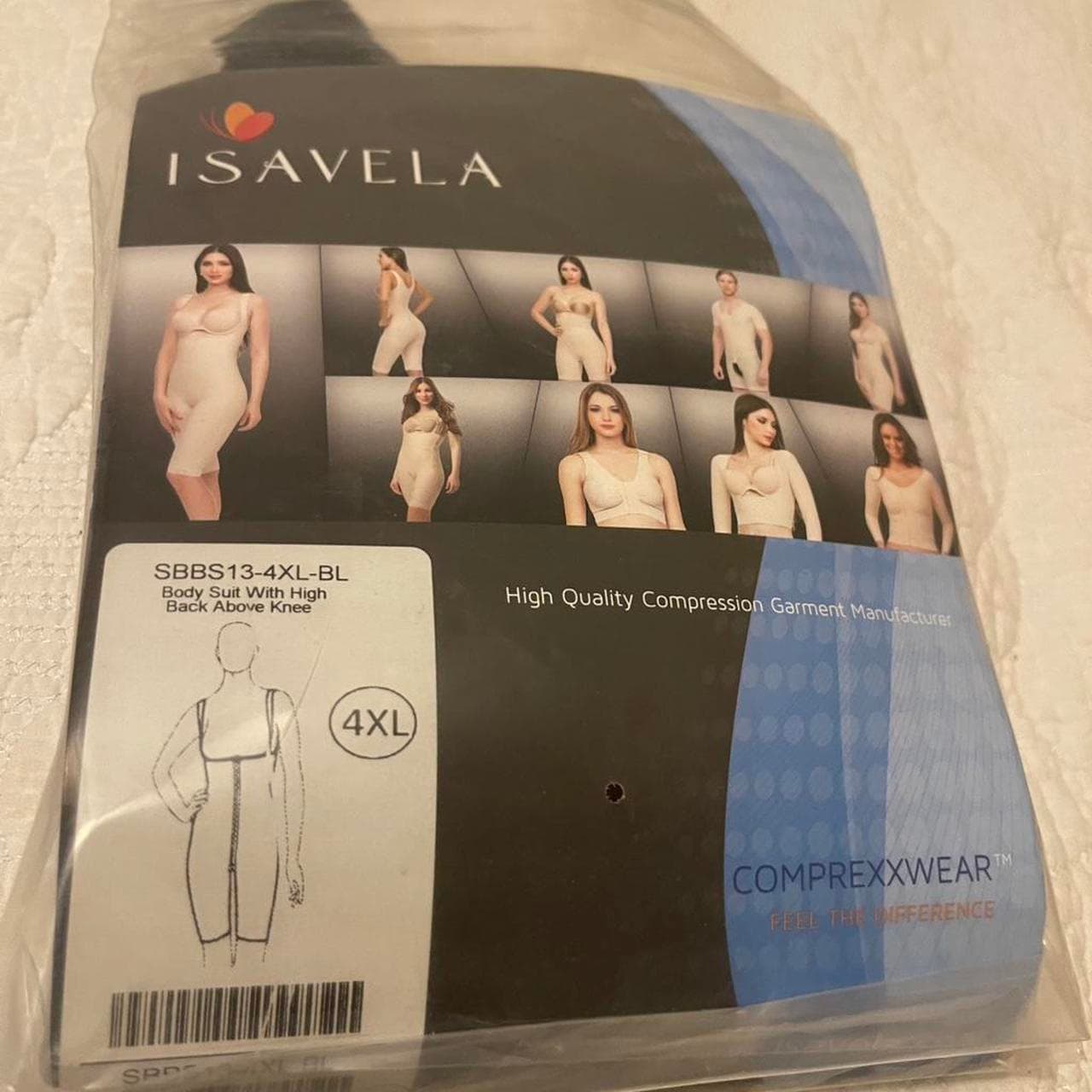 Isavela 4XL Black Bodysuit Shapewear Above Knee
