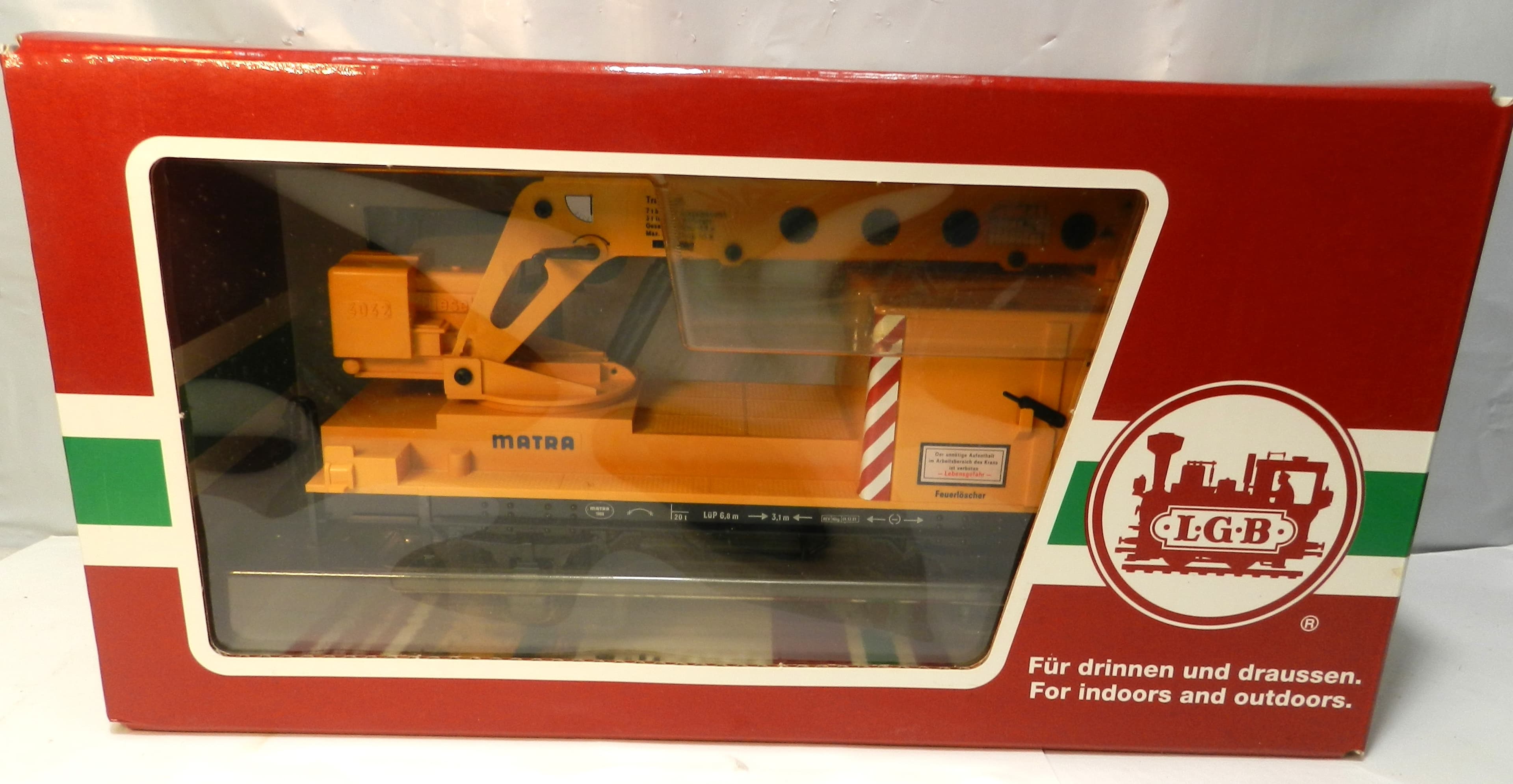 LGB 40420 MATRA Crane Car Yellow Construction G Gauge Train NIB (P9K)