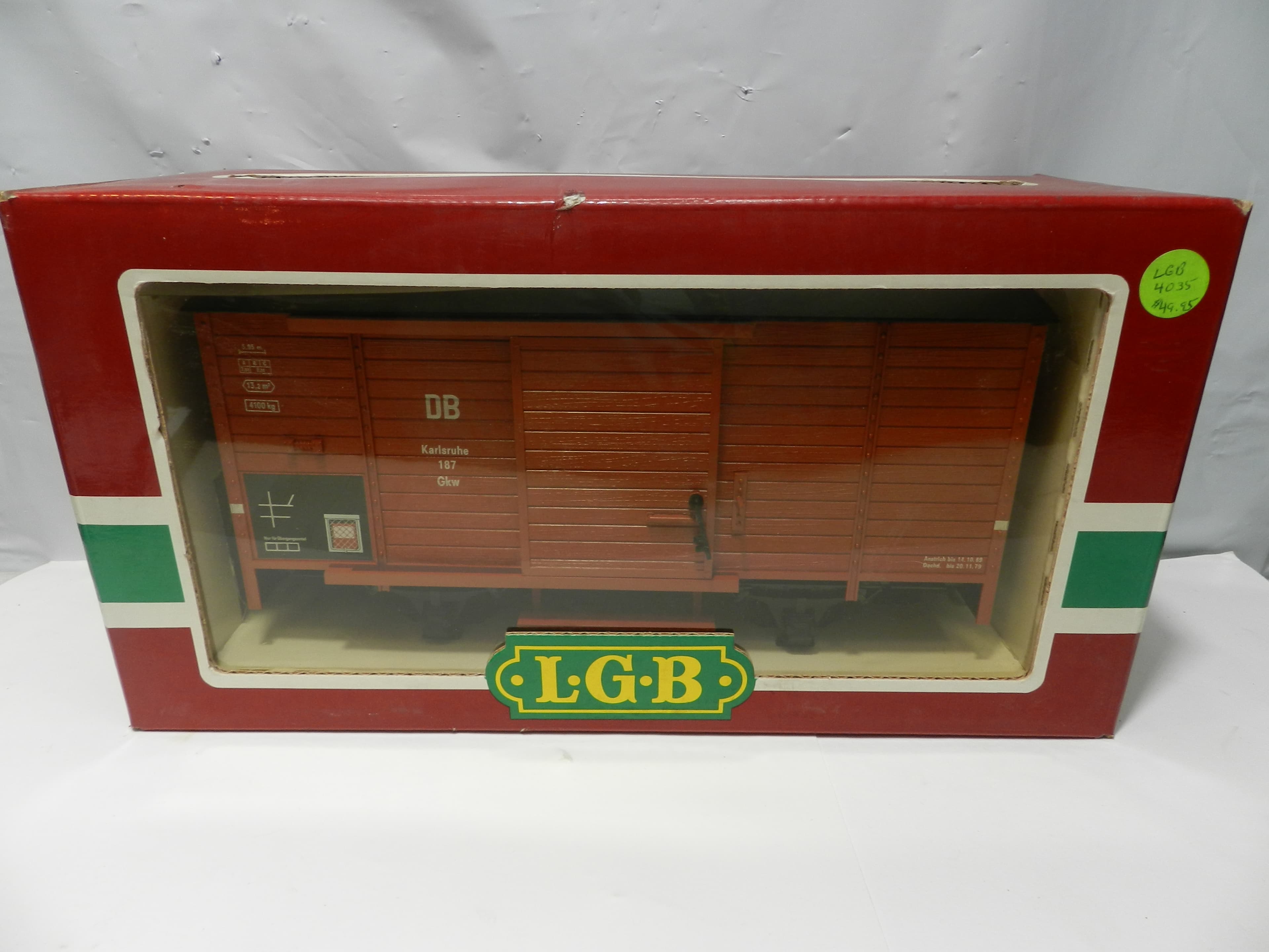 4035 LGB Deutsche Bahn (DB) Box Car Covered Freight Wagon Train G Scale (P12K)
