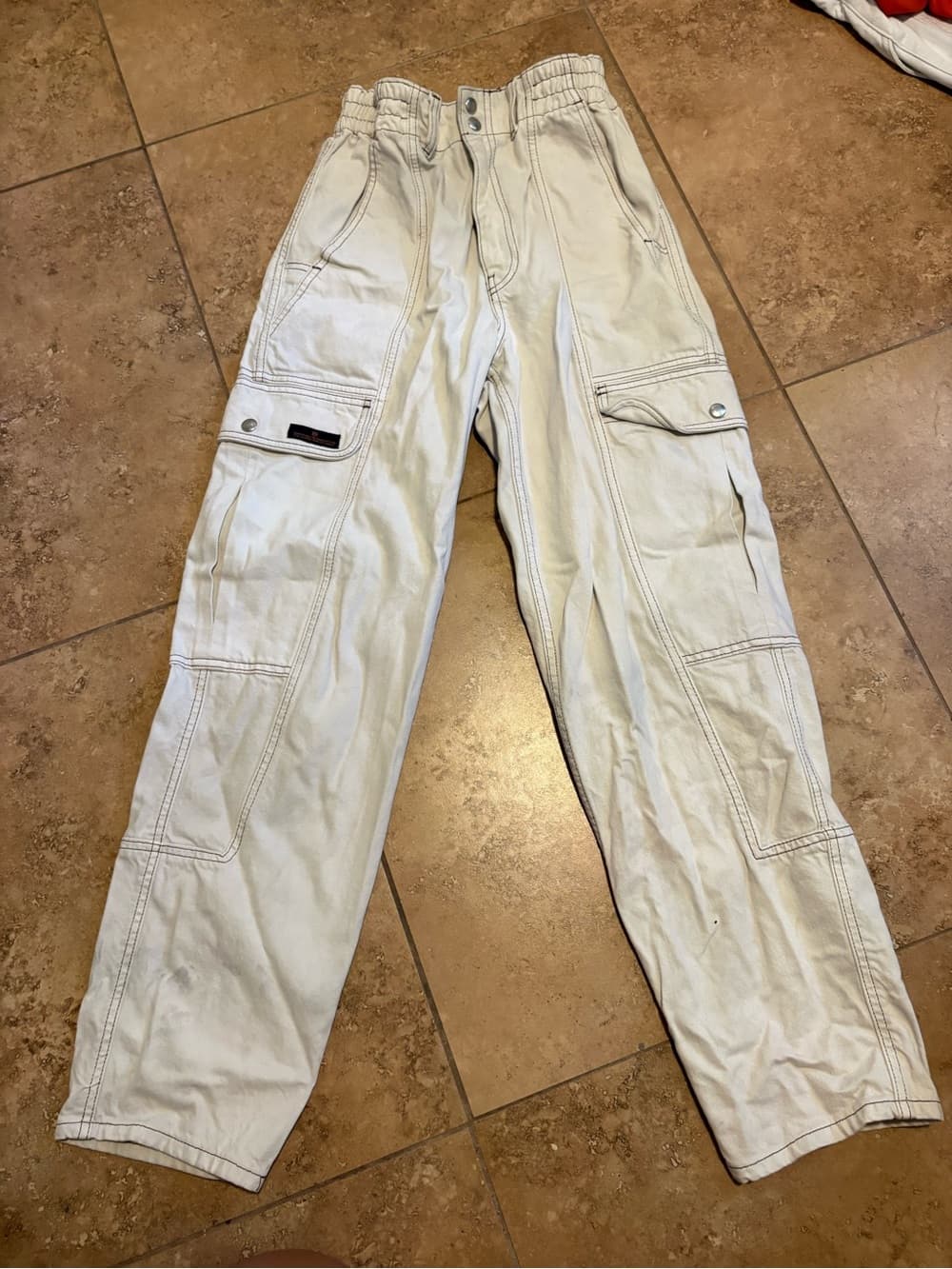 BDG Cream Cargo Relaxed Skate Jeans with Utility Pockets