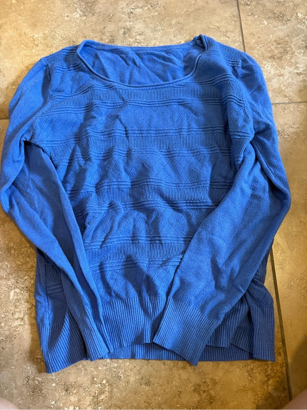 Women’s Blue Textured Crewneck Sweater