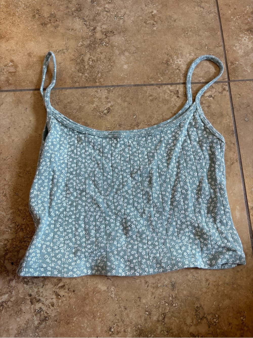 Brandy Melville Floral Ribbed Cami Tank Top