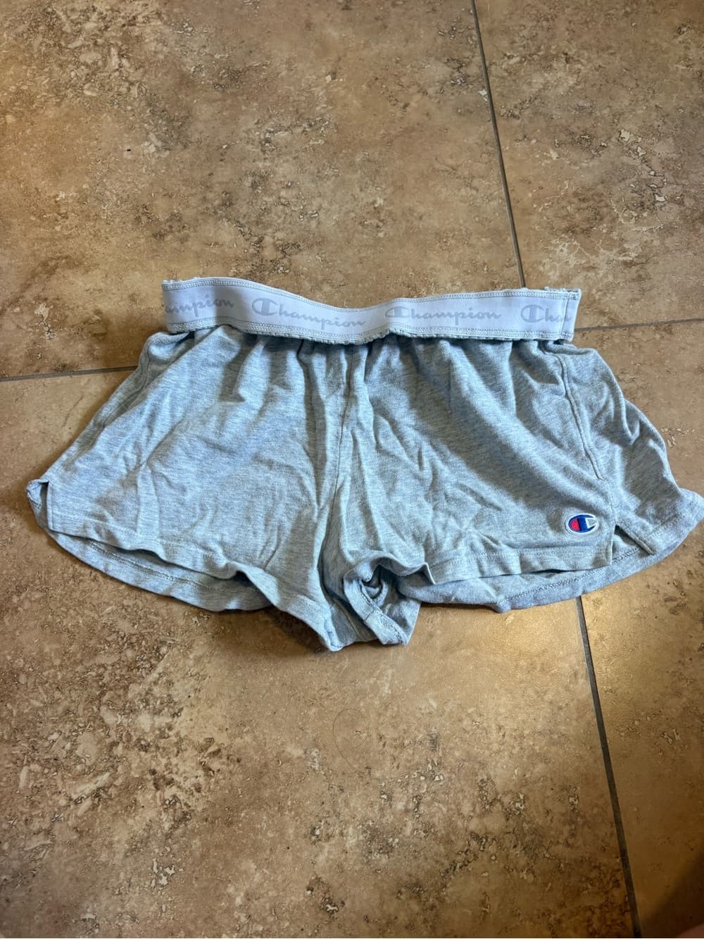 Champion Light Gray Athletic Shorts with Logo Waistband