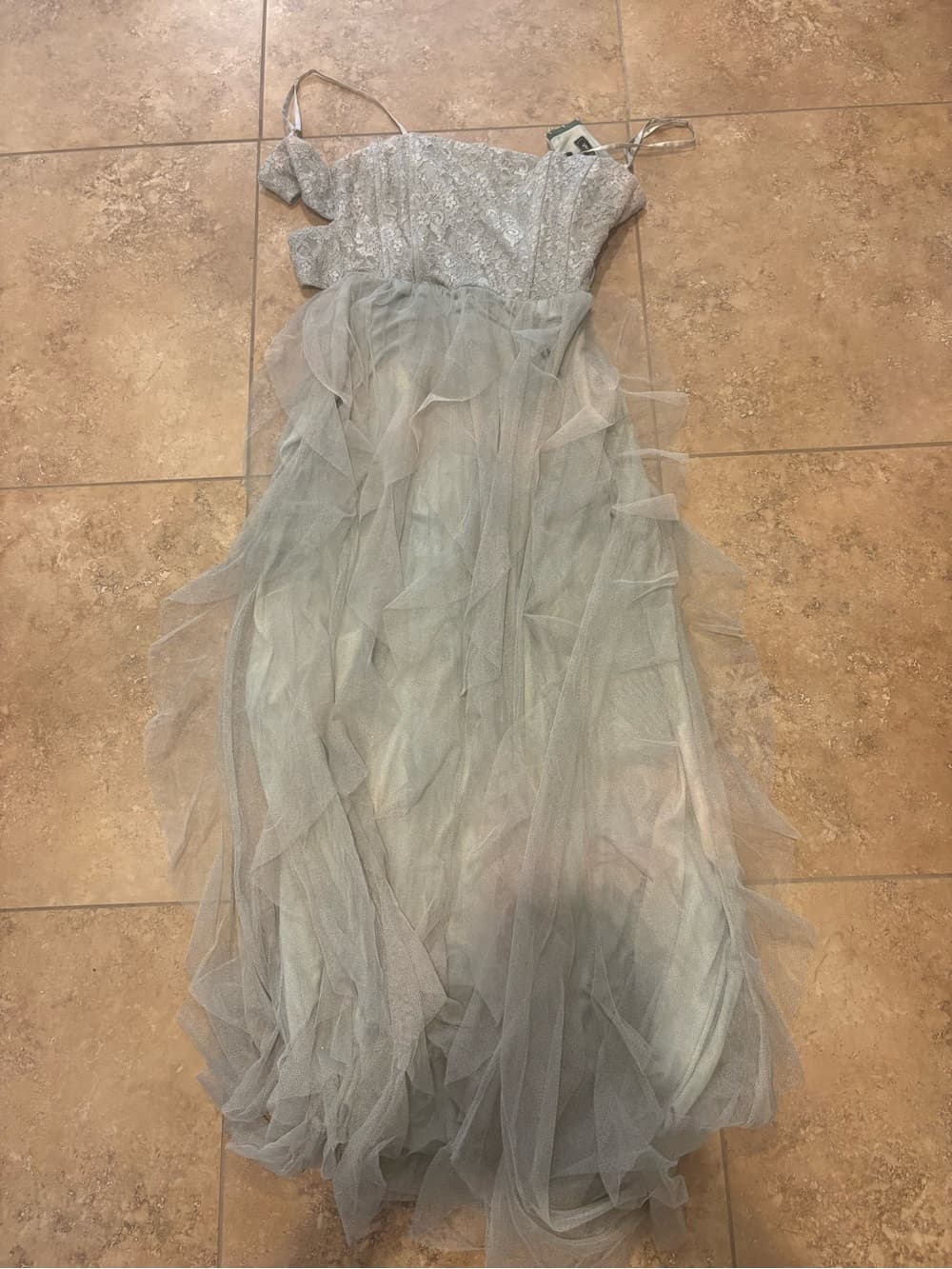 Speechless Dyed Light Green Lace Prom Dress with Tulle