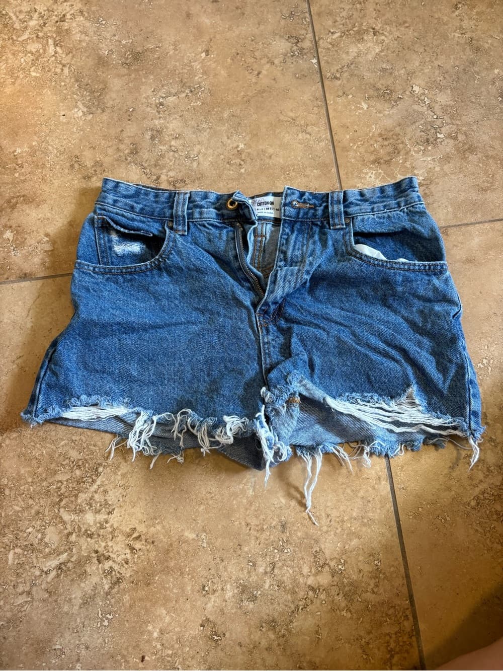 Cotton On Distressed Blue Denim Cutoff Shorts