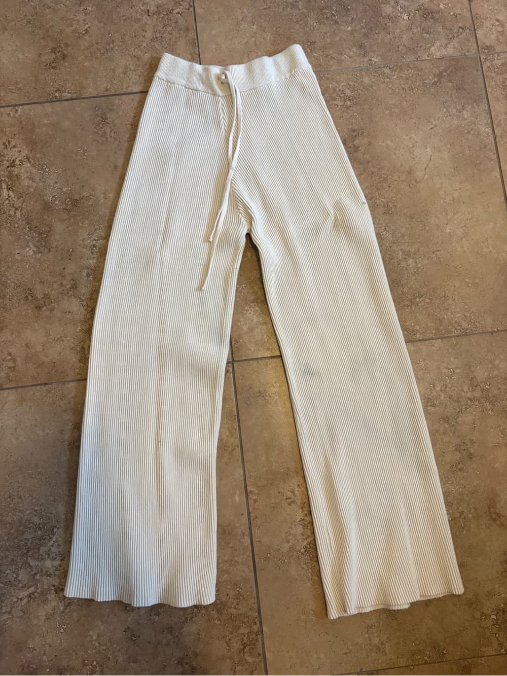 Vintage Cream Ribbed Knit Pants