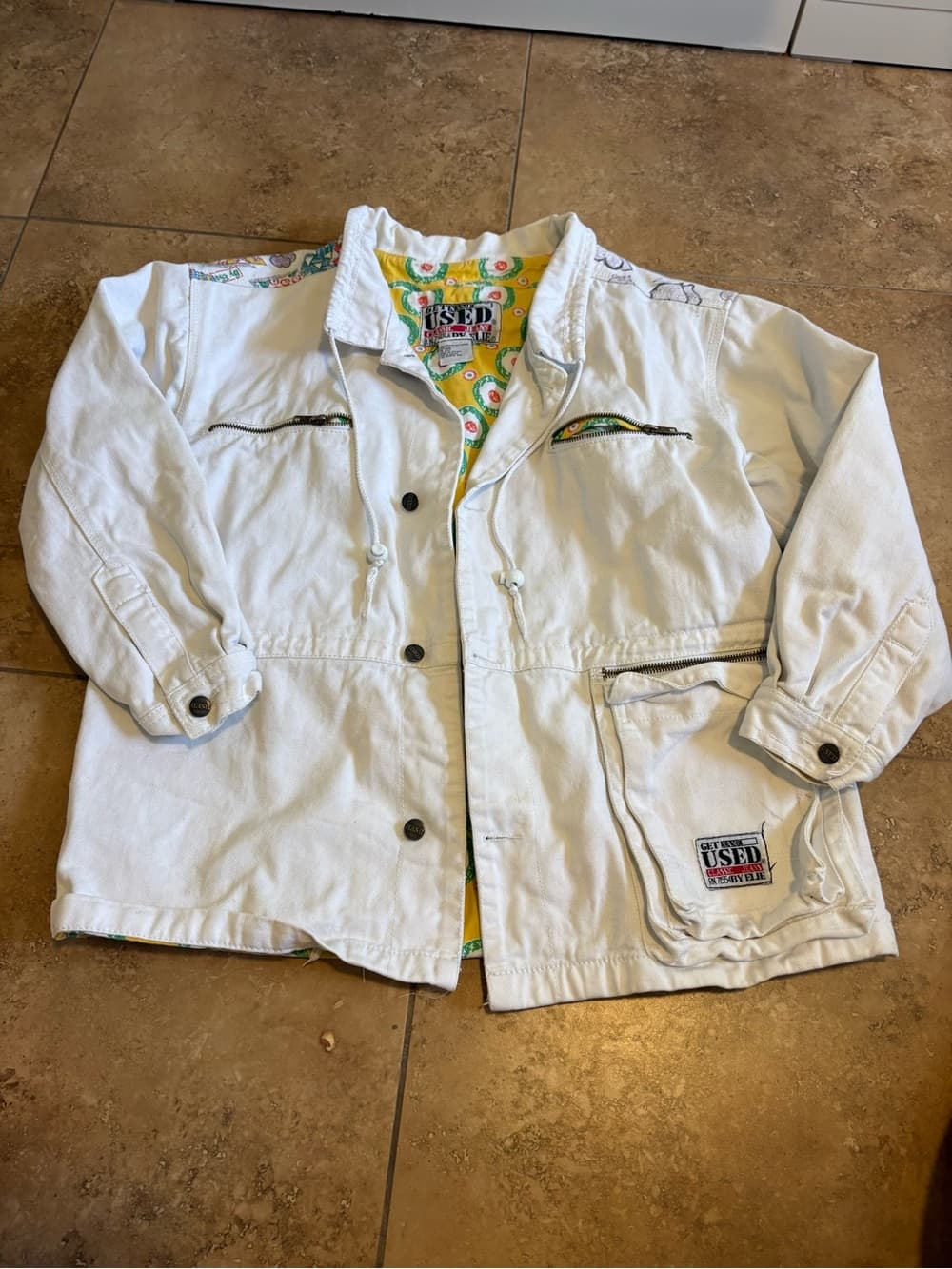 White Canvas Jacket with Colorful Lining