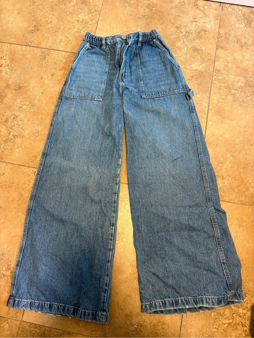 Wide-Leg Blue Denim Jeans