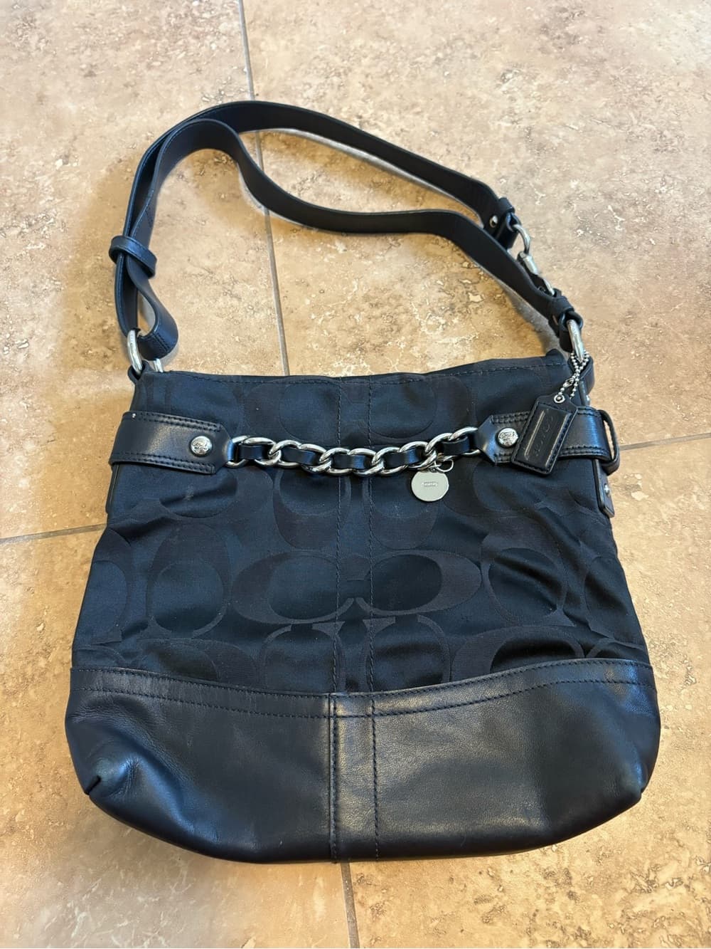 Coach Black Signature Chain Shoulder Bag