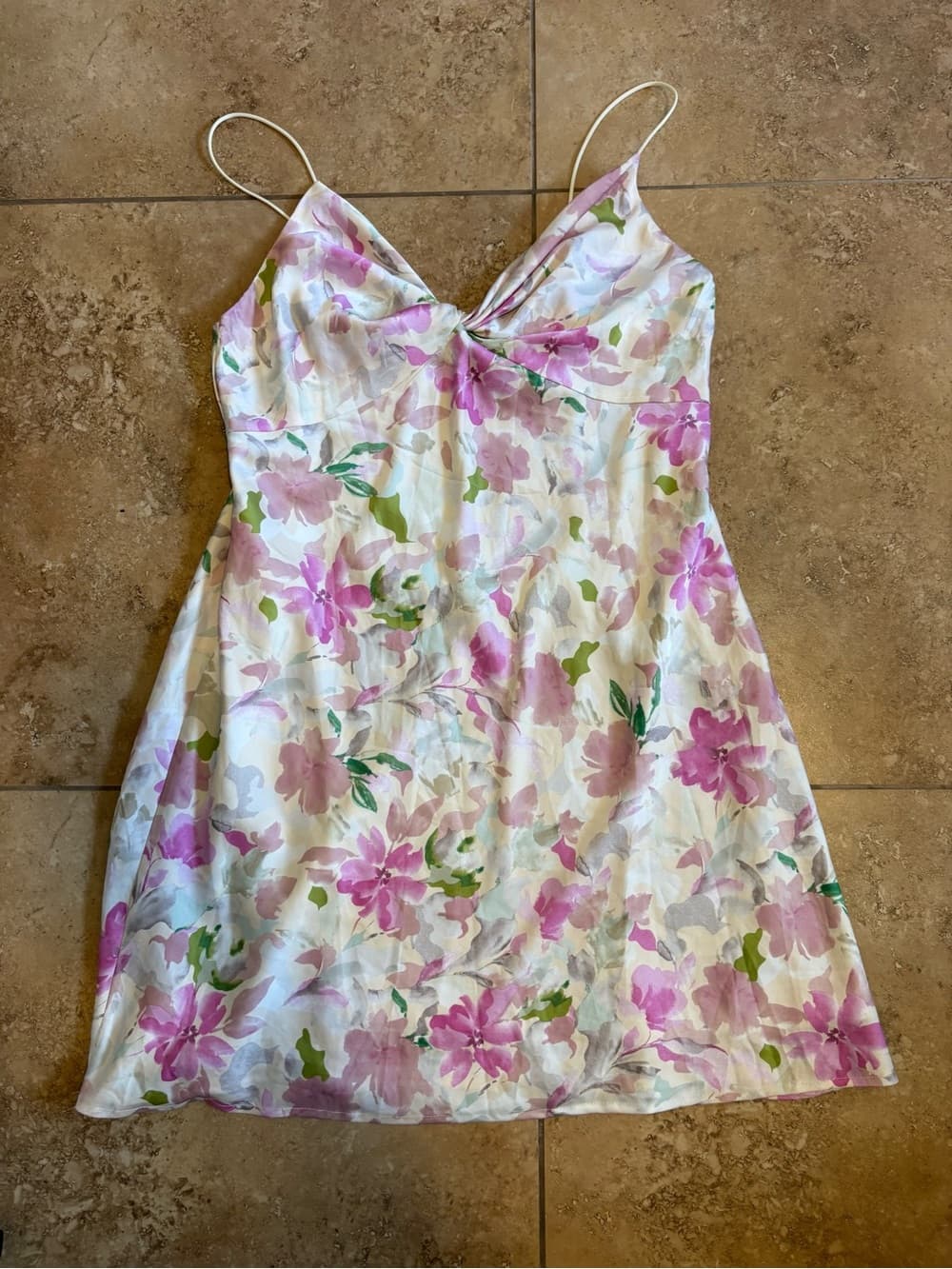 Floral Slip Dress in Pink and Green